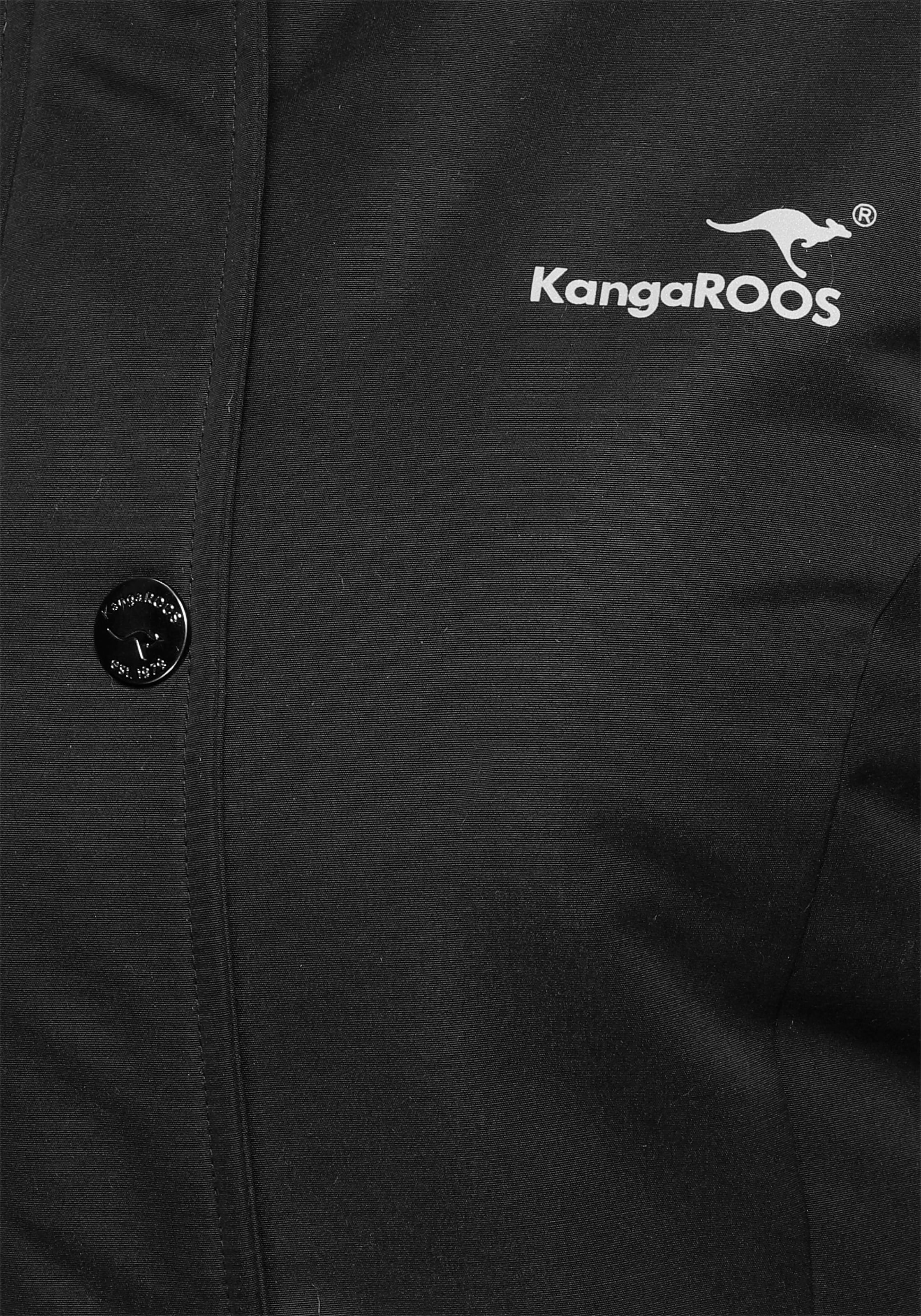 Taschen BAUR mit KangaROOS Langjacke, Kapuze, mit kaufen vielen 2-Wege-Reißverschluss | und