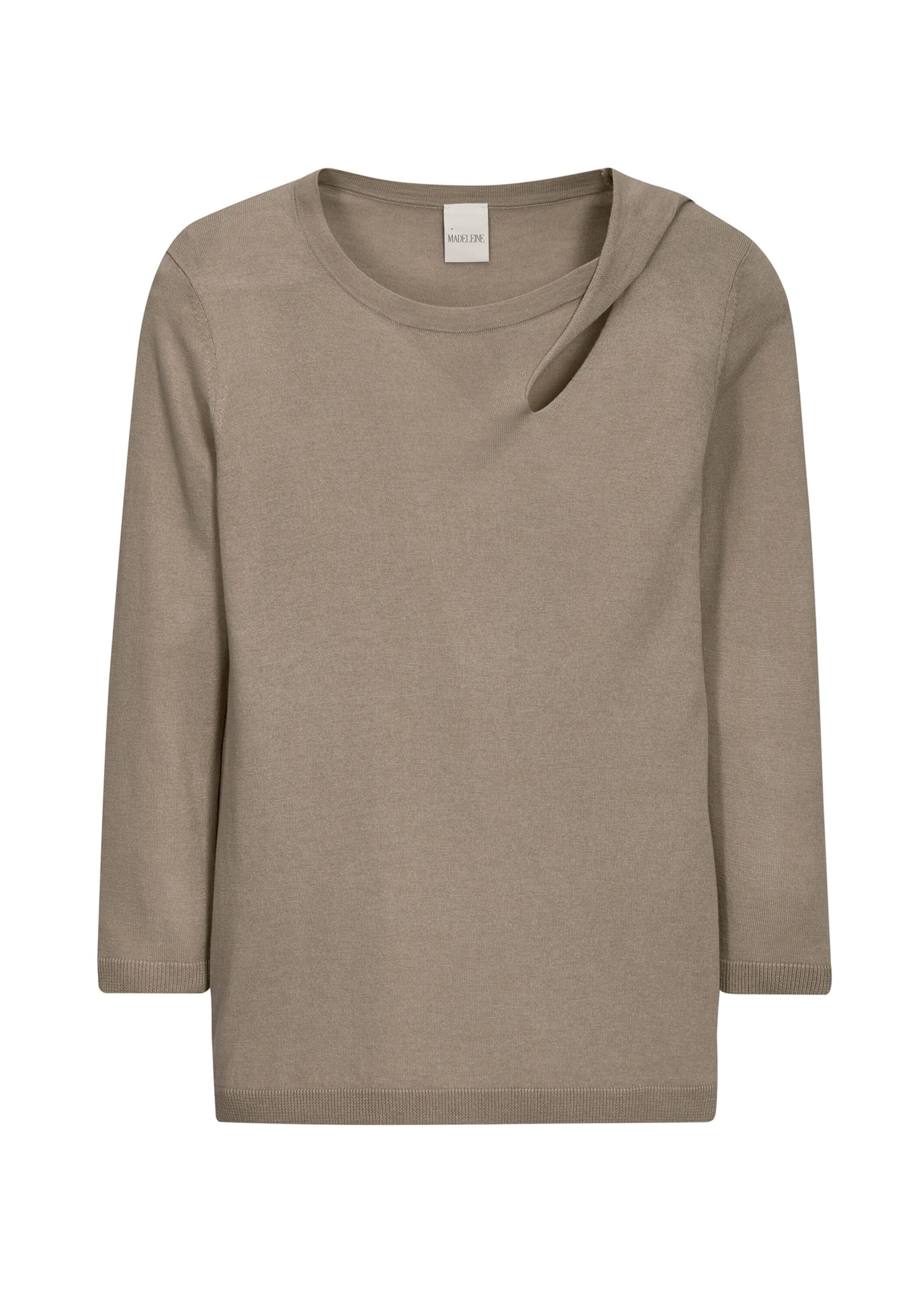 MADELEINE Longpullover »Pullover Feinstrick-Pullover mit 3/4-Ärmeln und Cut-out«