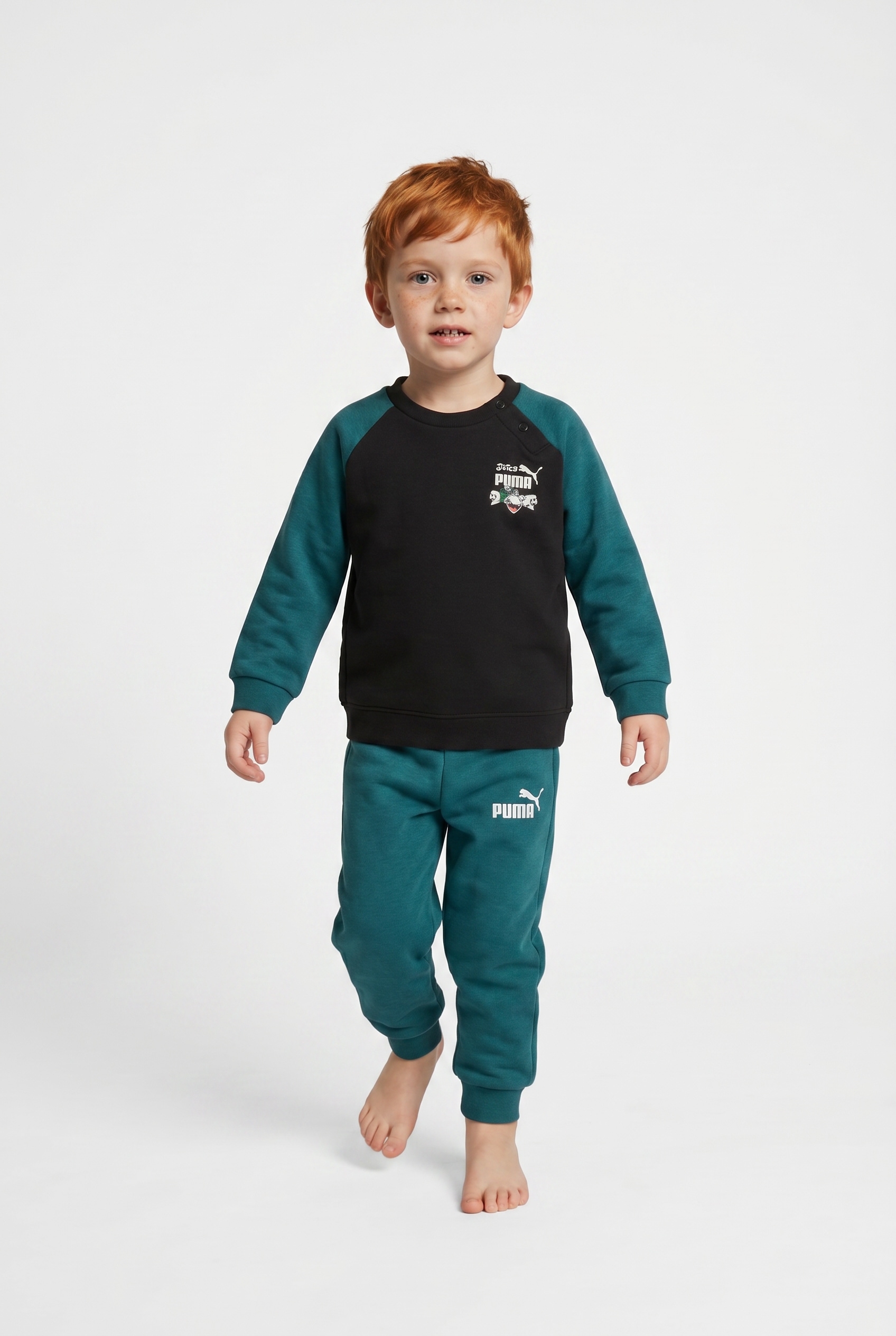 PUMA Trainingsanzug "MINICATS SUPER CREW SET INF" für Kinder, ohne Kapuze, Regular Fit