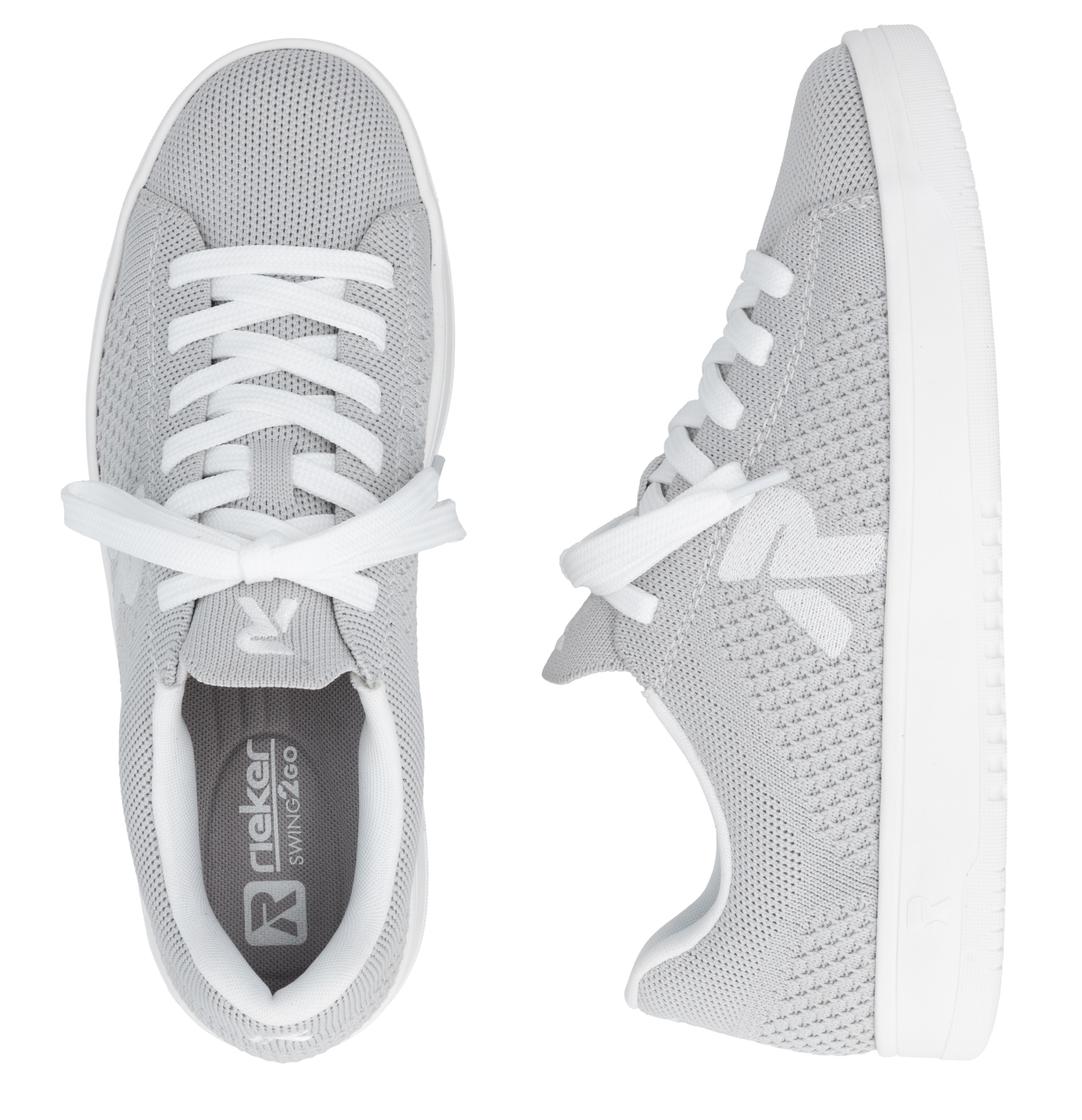 Slip-On Sneaker RIEKER SPORT "Swing2GO", Herren, Gr. 46, hellgrau, Textil, Schuhe, Schlupfschuh, Freizeitsneaker mit aufgesetzter Schnürung 2