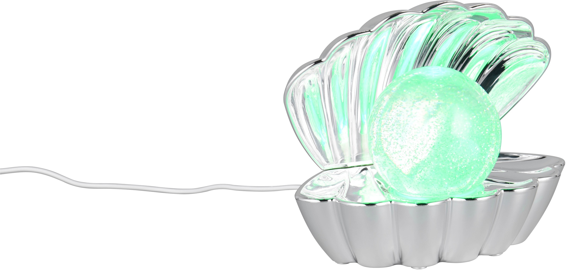 REALITY Leuchten LED Tischleuchte »SHELLY, Deko Tischlampe in Muschelform mit RGB Farbwechsel, 0,8W 15Lm« LED-Board 1 Stk. RGB Muschel Tischlampe mit Glitzerkugel und Farbwechsel inkl USB-Ladekabel