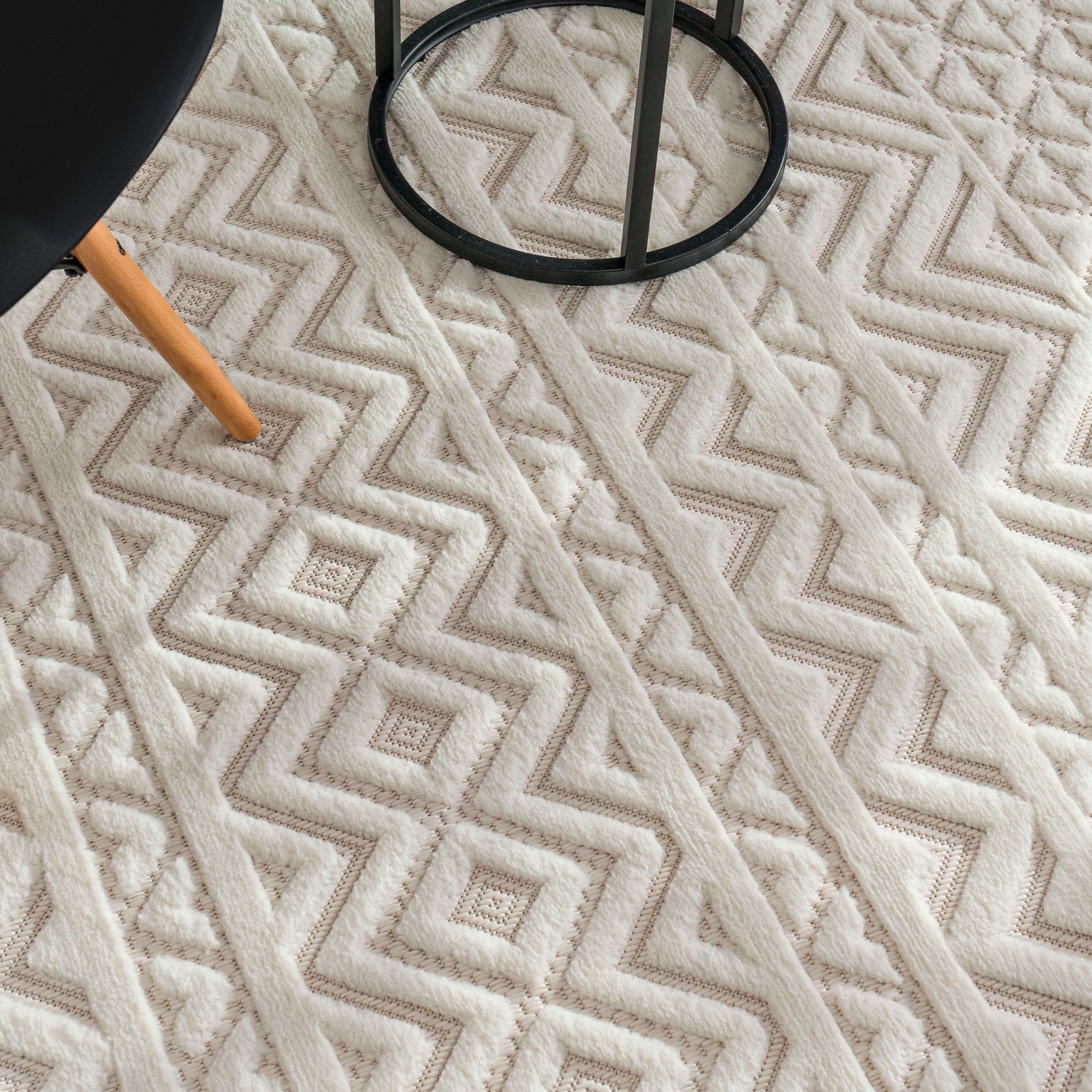 Paco Home Teppich »Livorno 673«, rechteckig, 14 mm Höhe, Uni-Farben, Scandi, Rauten Muster, Hoch-Tief Effekt, Outdoor geeignet