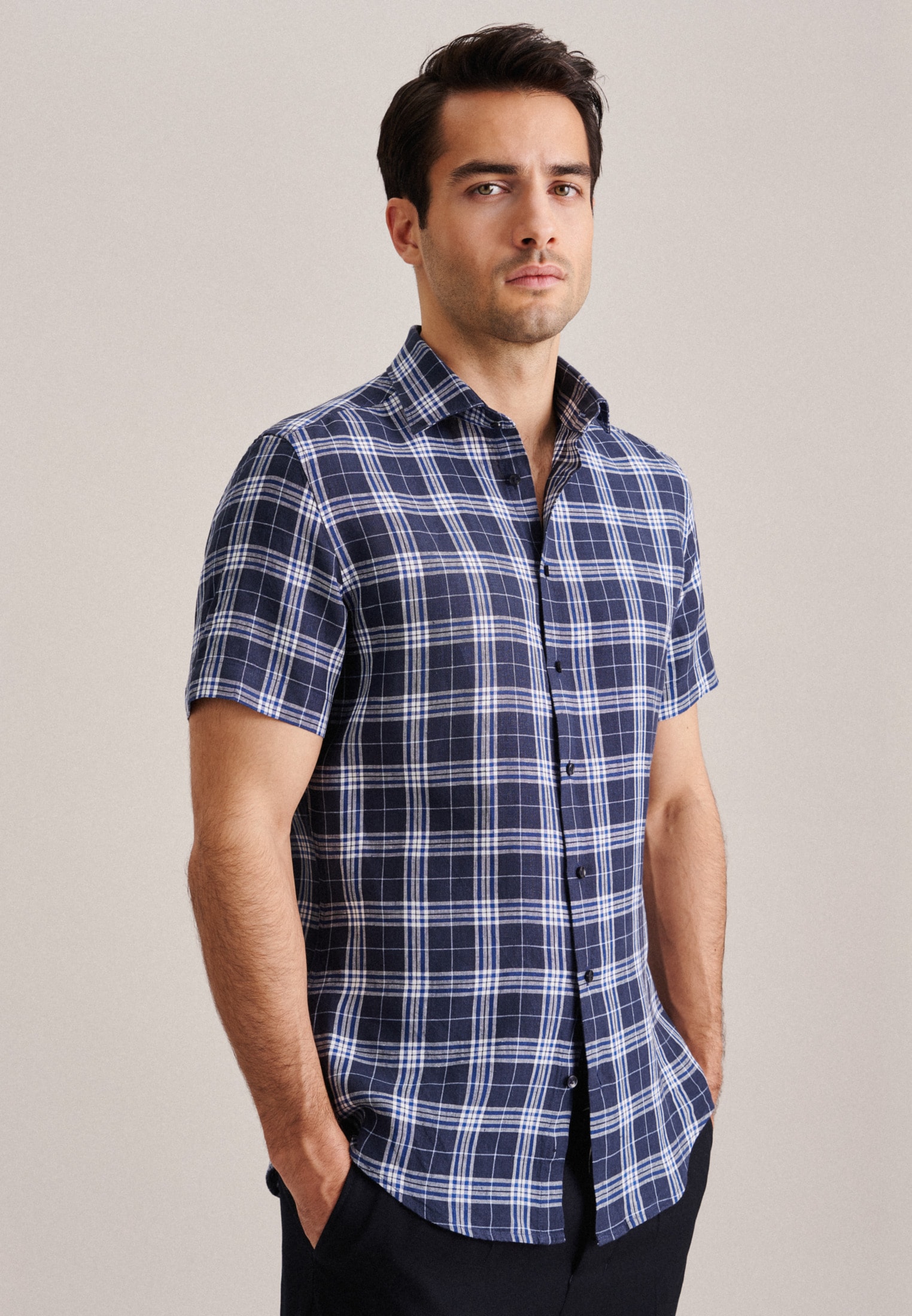 seidensticker Businesshemd "Slim" Slim 1/2 Kentkragen Karo günstig online kaufen