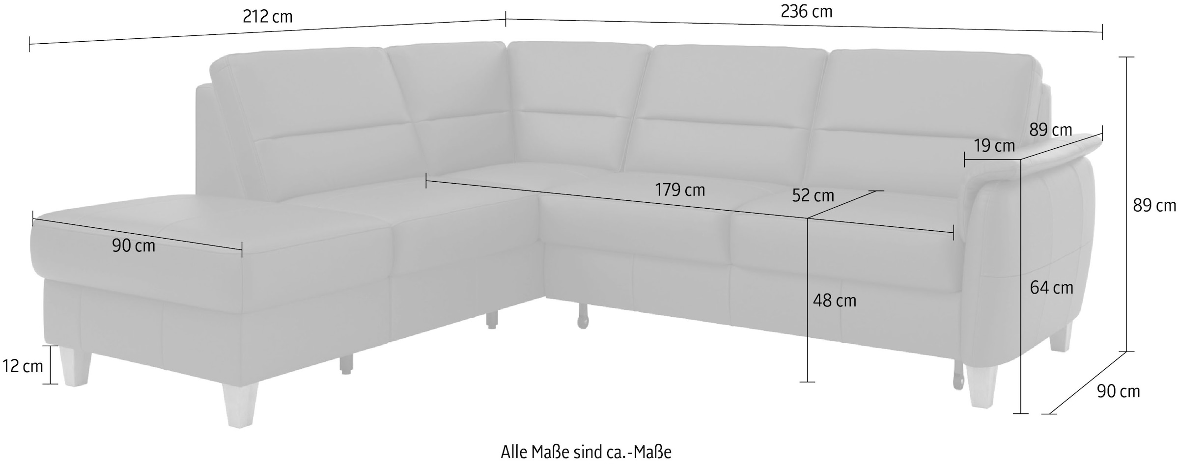 Home affaire Ecksofa »Palmera L-Form«, Federkern, wahlweise mit Bettfunktion und mit/ohne Stauraum