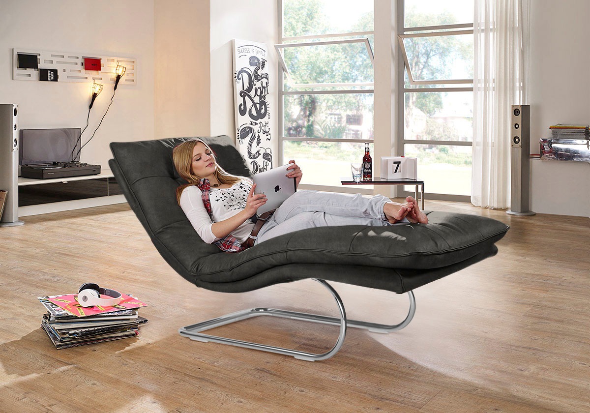 W.SCHILLIG Relaxliege "daily dreams" in Waffelkissen-Optik, wahlweise mit Motor, Freischwingergestell