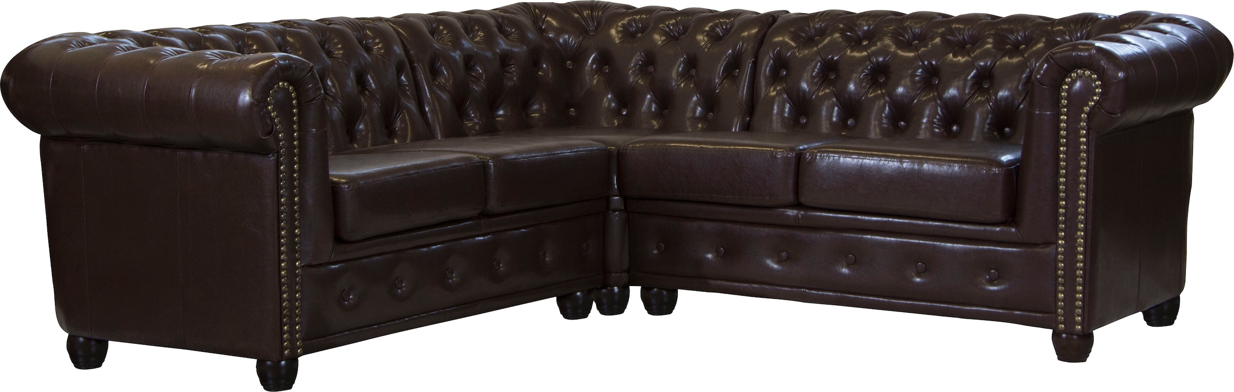 Home affaire Chesterfield-Sofa "Rysum L-Form", Chesterfield-Optik, gleichschenklig