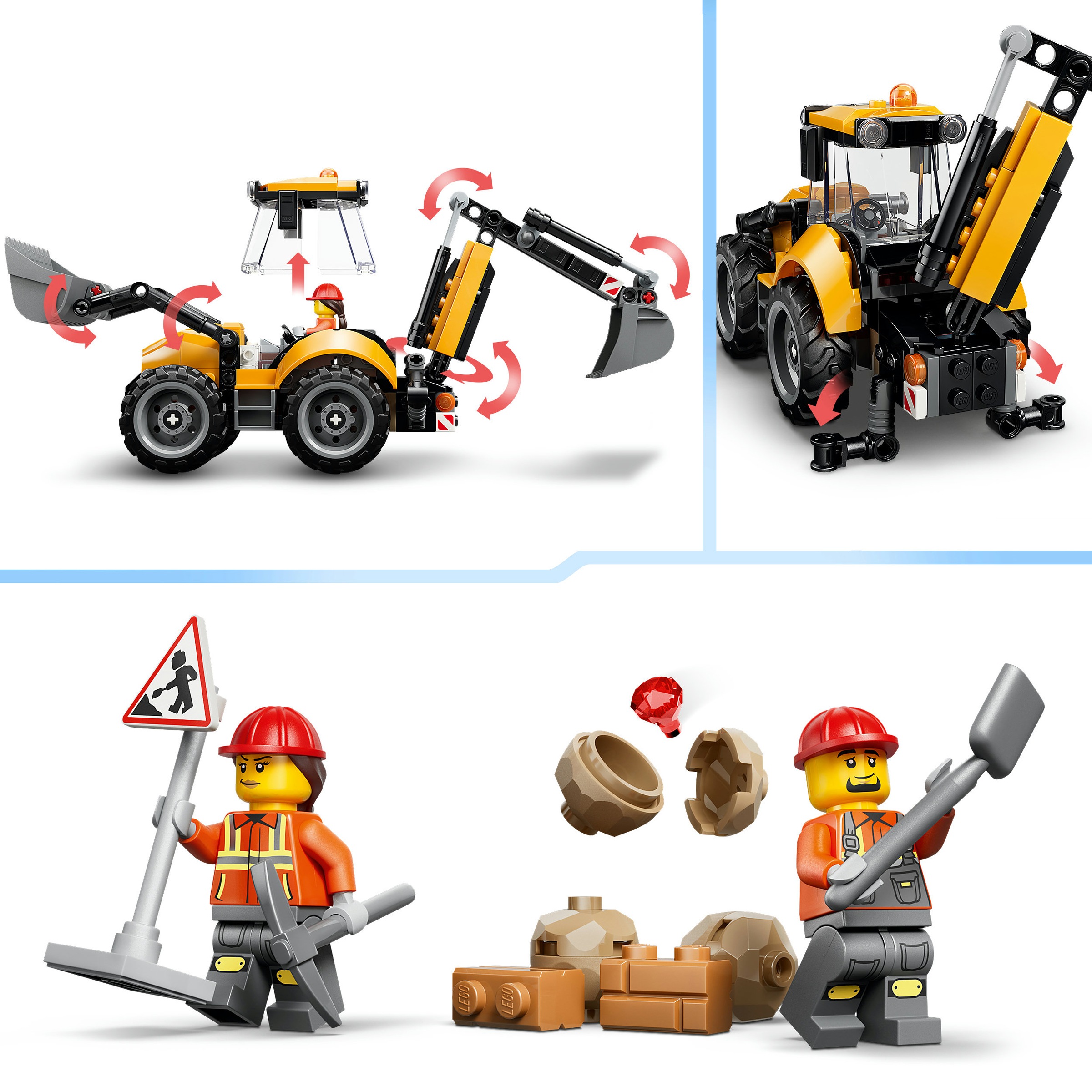 LEGO® Konstruktionsspielsteine »Gelber Baggerlader (60480), LEGO City« Made in Europe