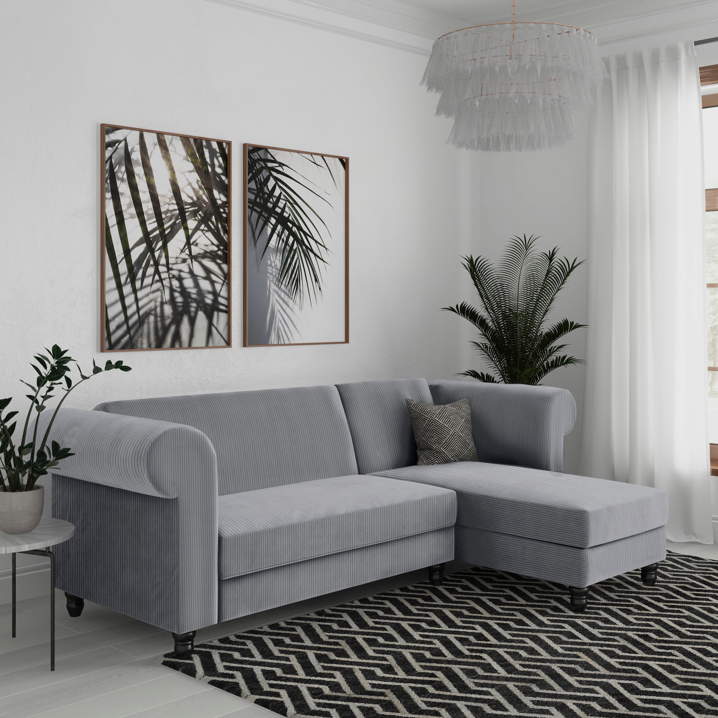 Dorel Home Ecksofa »Felix II, L-Form, Schlafsofa 241cm (Liegefl. 108/195 cm),«, verstellb. Rückenlehne, Recamiere wechselbar, Cord