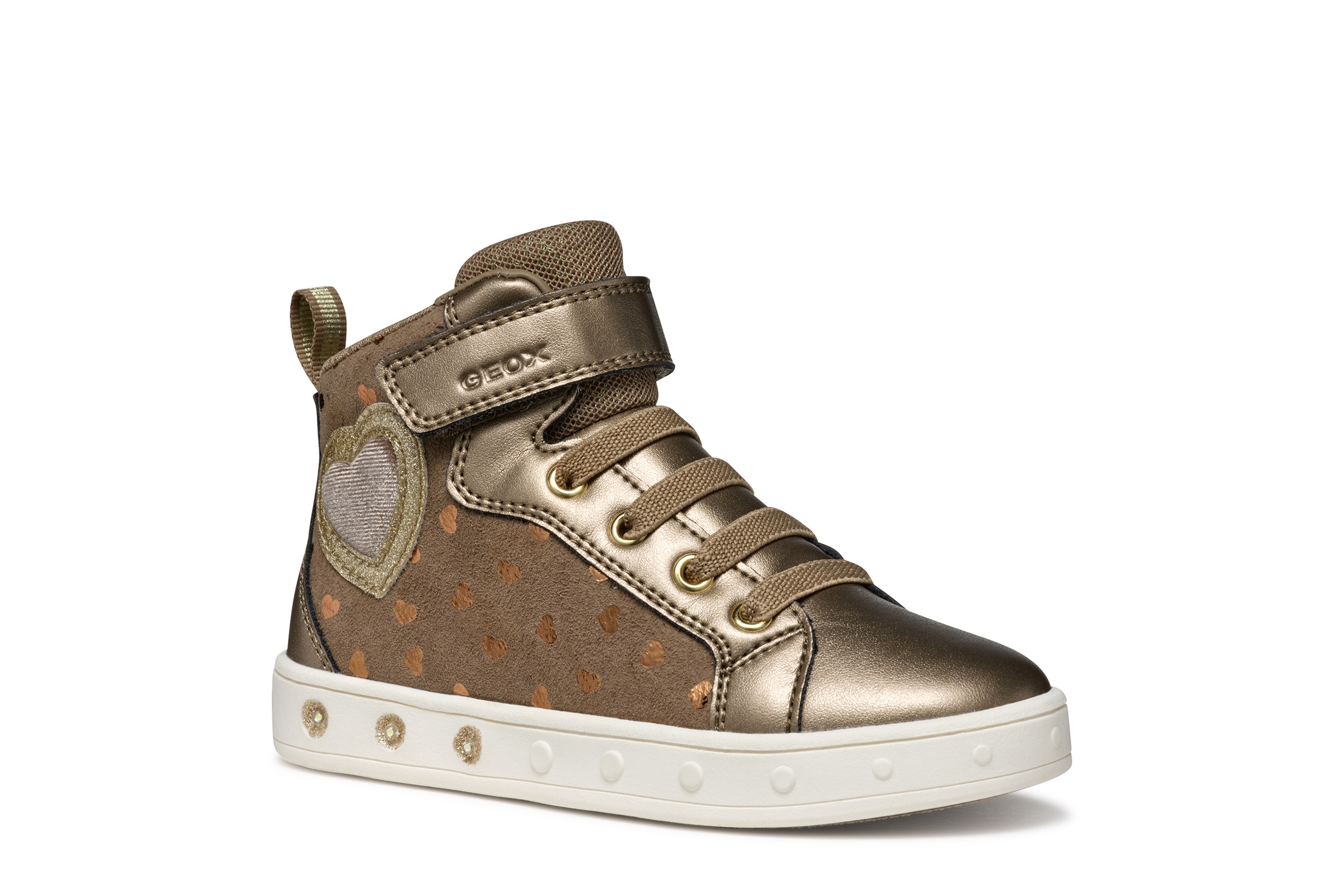 Geox Sneaker "J SKYLIN GIRL Blinkschuh" Schnürboots mit Glitzer, Blinkfunkt günstig online kaufen