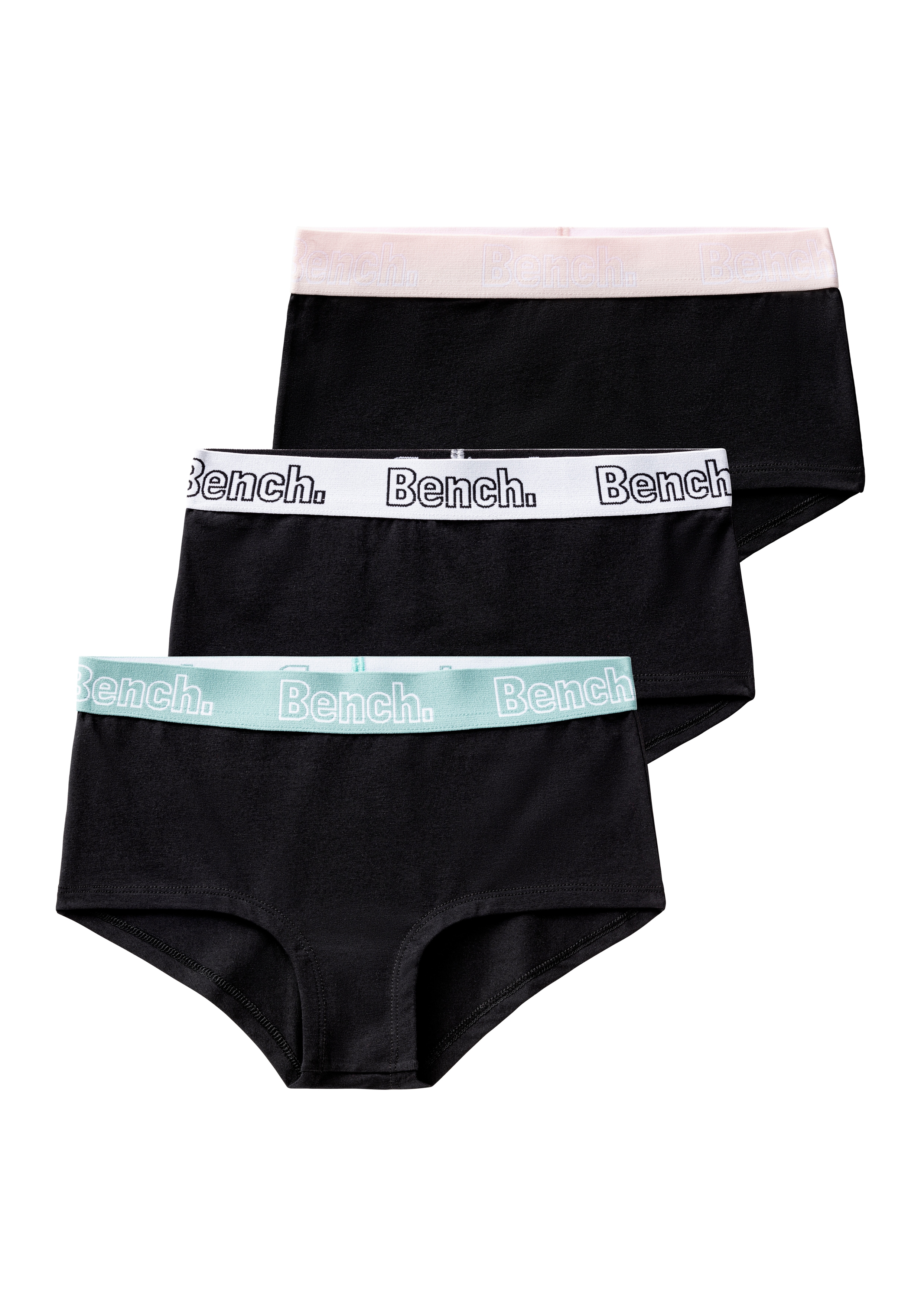 Bench. Panty Packung, 3 Stk. unifarben und meliert, mit Logobund, Baumwollmischung