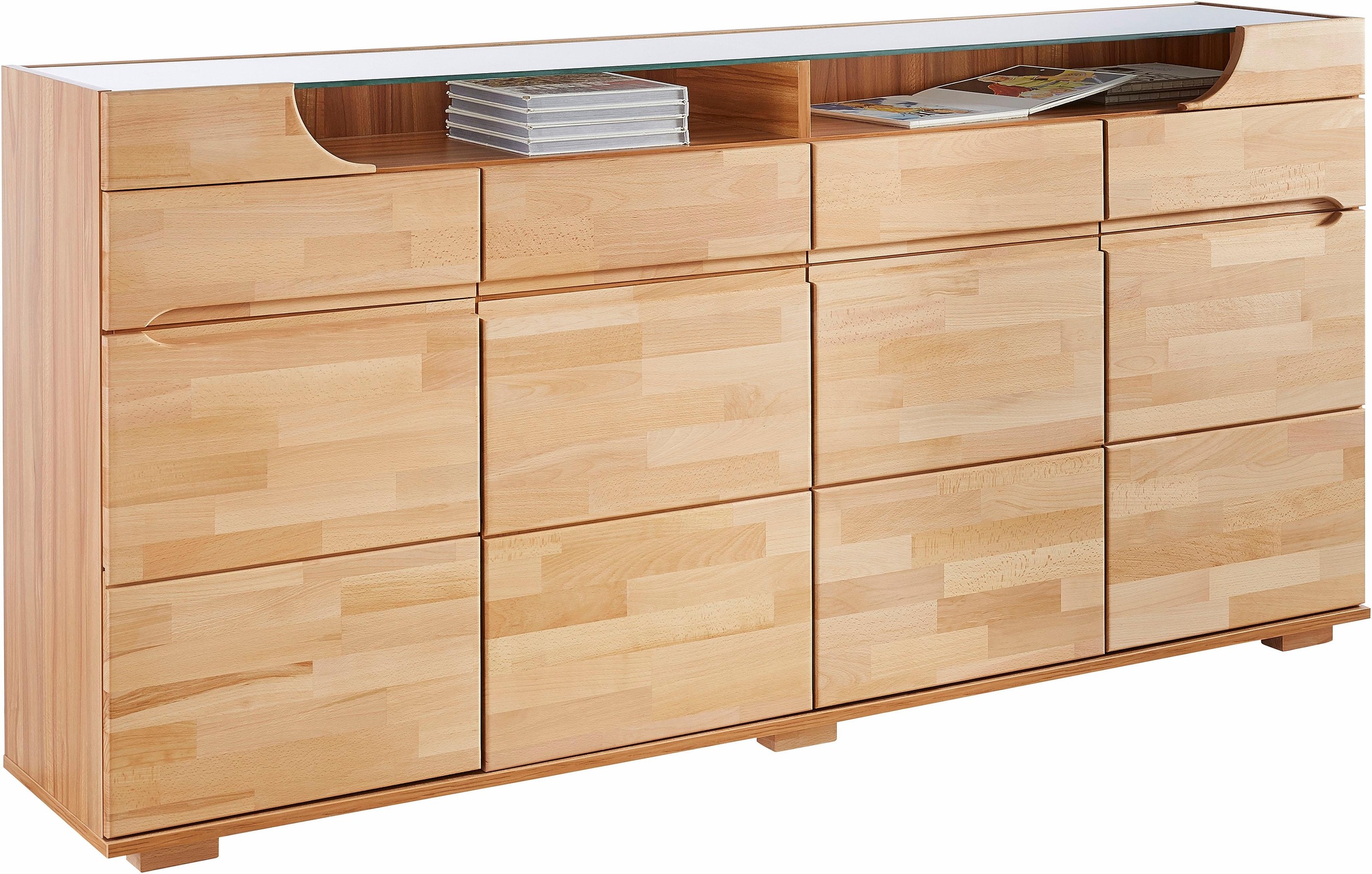 Home affaire Sideboard "Vetro,200cm breit,40 cm tief,4 Schubladen Oberplatt günstig online kaufen