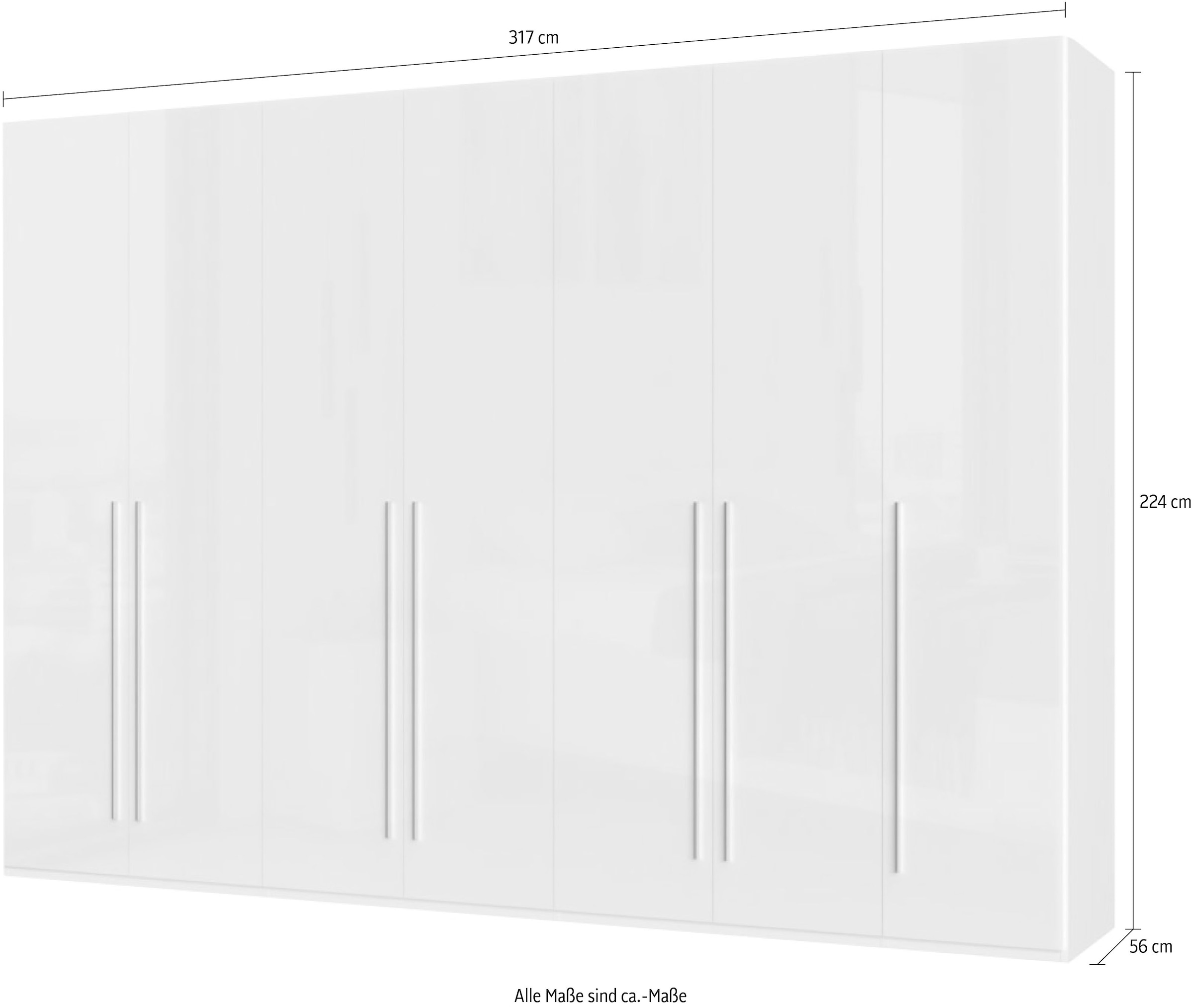 Places of Style Kleiderschrank »Piano, UV lackiert, hochglänzend in beige oder weiß, FSC-zertifiziert«, (Made in Europe), in vielen Breiten, Höhe 224cm, mit Soft-Close Funktion