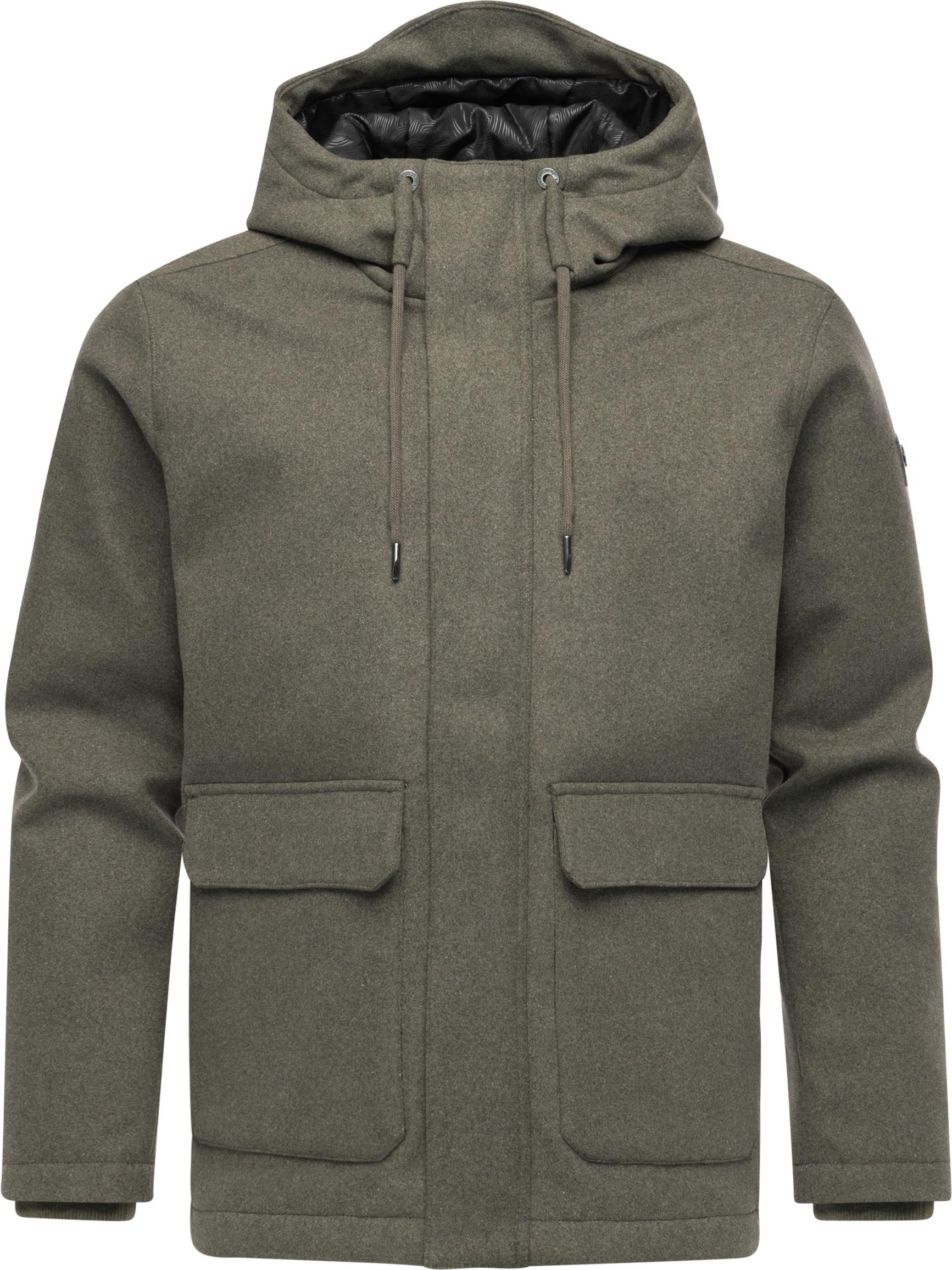 Ragwear Outdoorjacke "Mr Them Felt YOUMODO" mit Kapuze Warmer Herren Wollmantel mit großen Pattentaschen