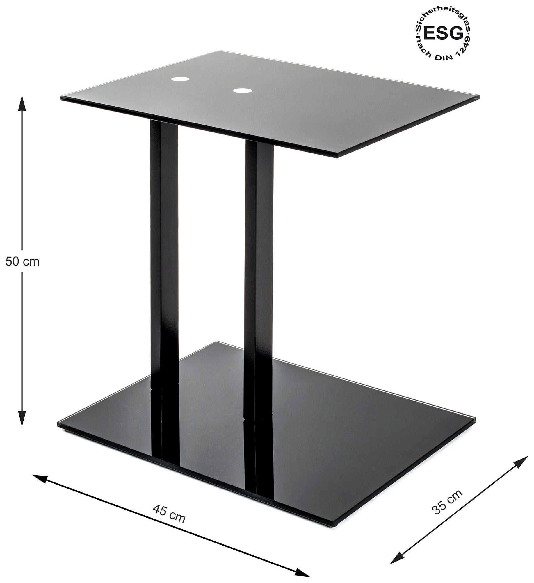 HAKU Beistelltisch »Sofatisch, Wohnzimmertisch« 1 Stk. tlg. rechteckig - aus Metall Schwarz B/T/H 45/35/50 cm