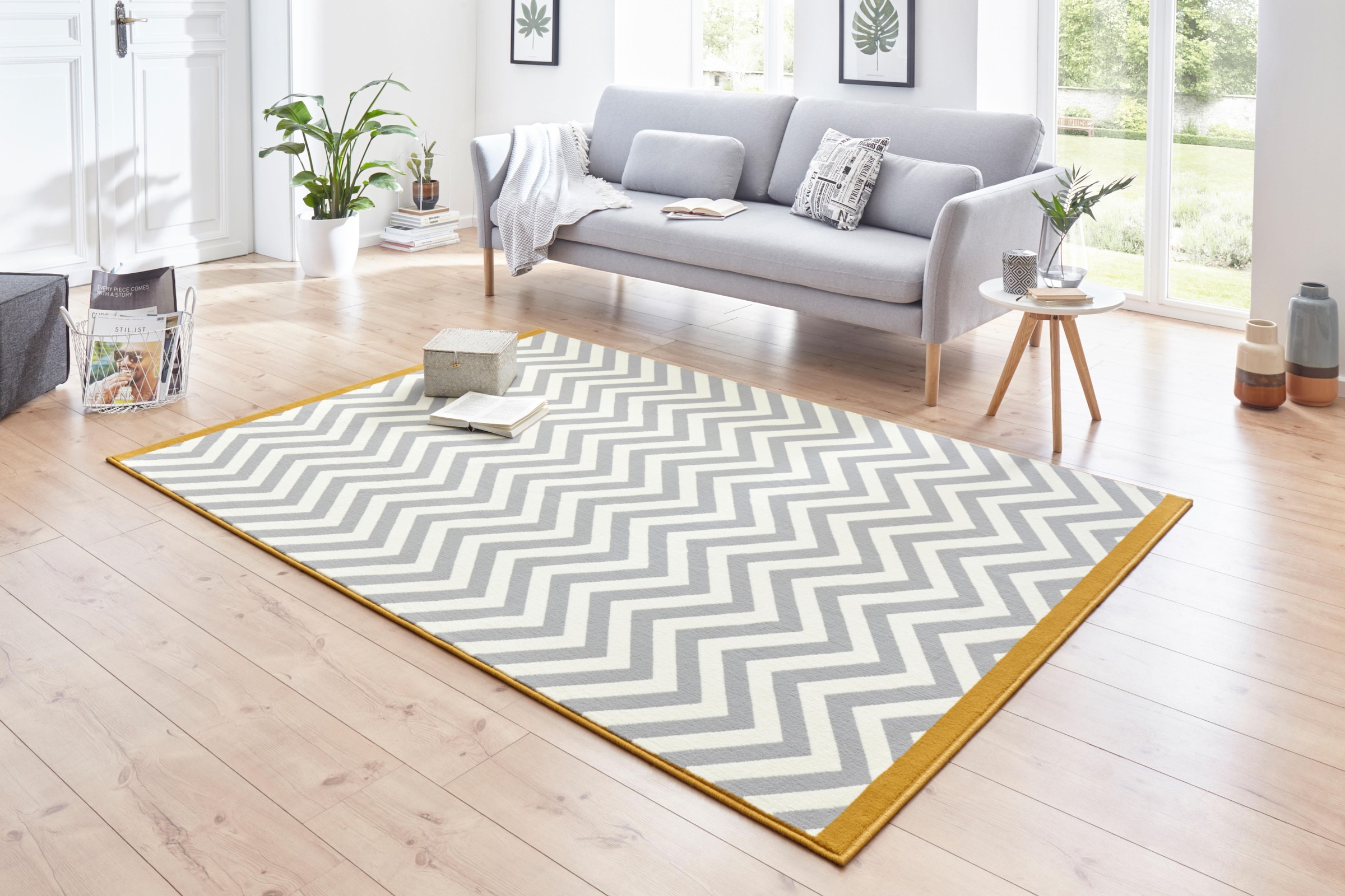 HANSE Home Teppich »Meridian«, rechteckig, 9 mm Höhe, Kurzflor, Zickzack Muster, farblich angepasste Kettelung, Robust