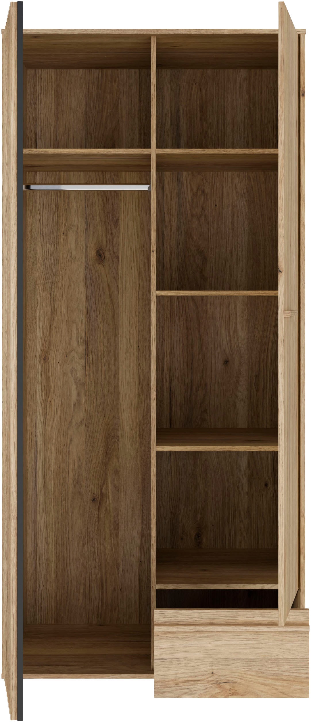 FORTE Kleiderschrank »Drehtürenschrank,Lamellenoptik, Einlegeböden,Stauraum« B/H/T 93,1/200,1/58,7cm; Schubkasten mit Vollauszug