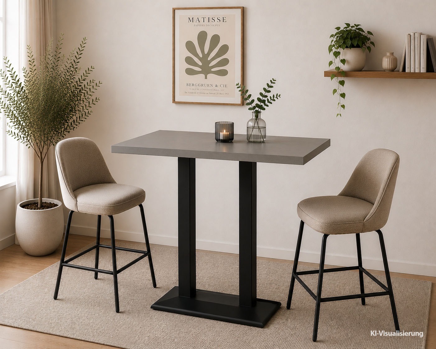 Mäusbacher Bistrotisch "Big Bistro Metall" Doppelsäulengestell, eckige Platte BHT 120x105x70 cm