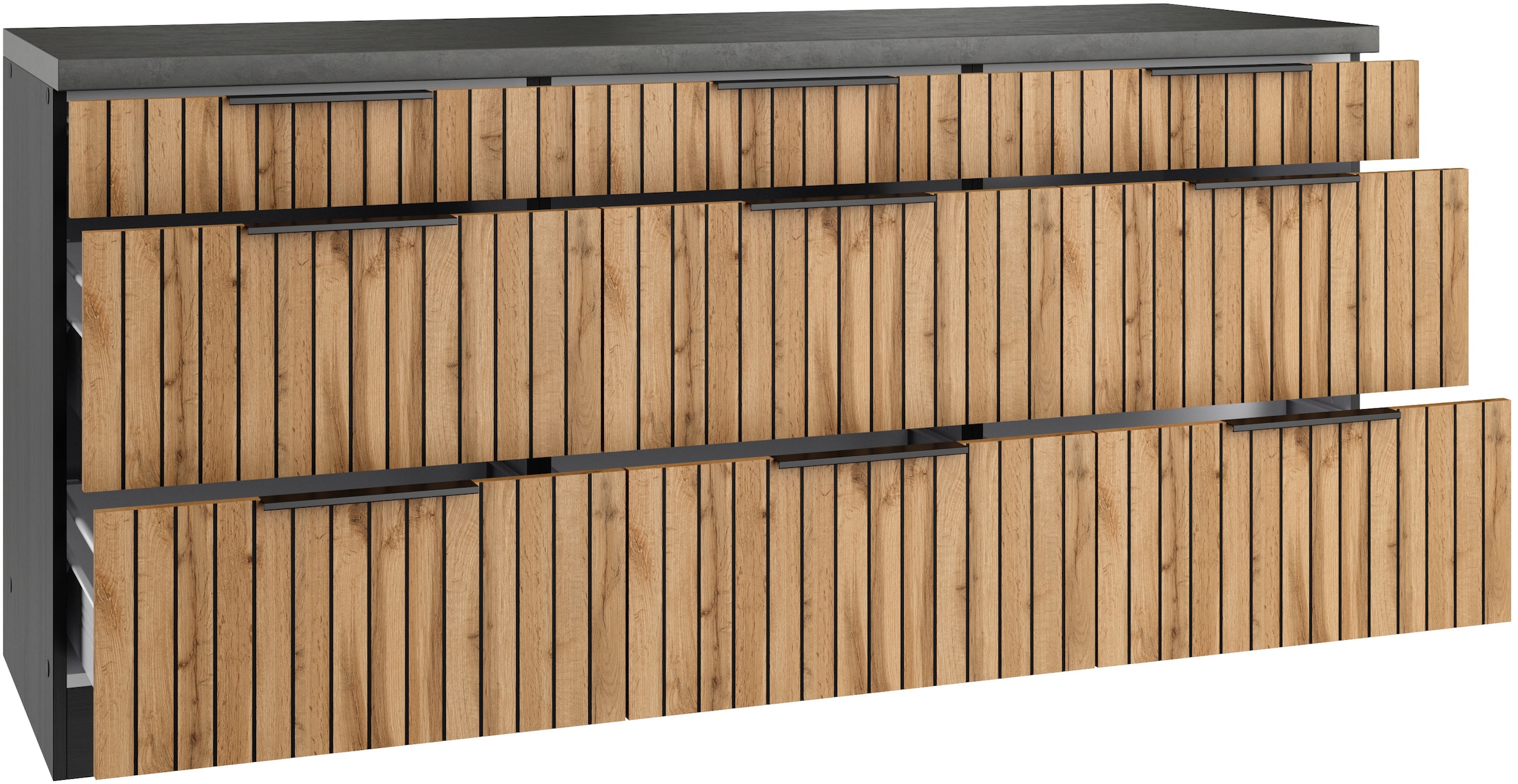 KOCHSTATION Unterschrank »KS-Lagos«, Breite 180 cm, 3 Schubkästen, 6 Auszüge