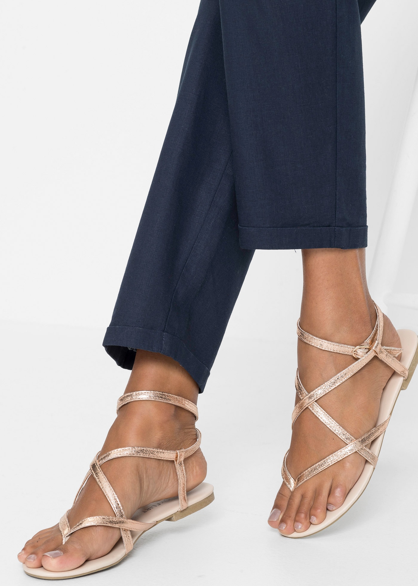 bonprix Leinenhose  aus Leinen und Lyocell, mit Elastik-Bündchen, Regular Fit