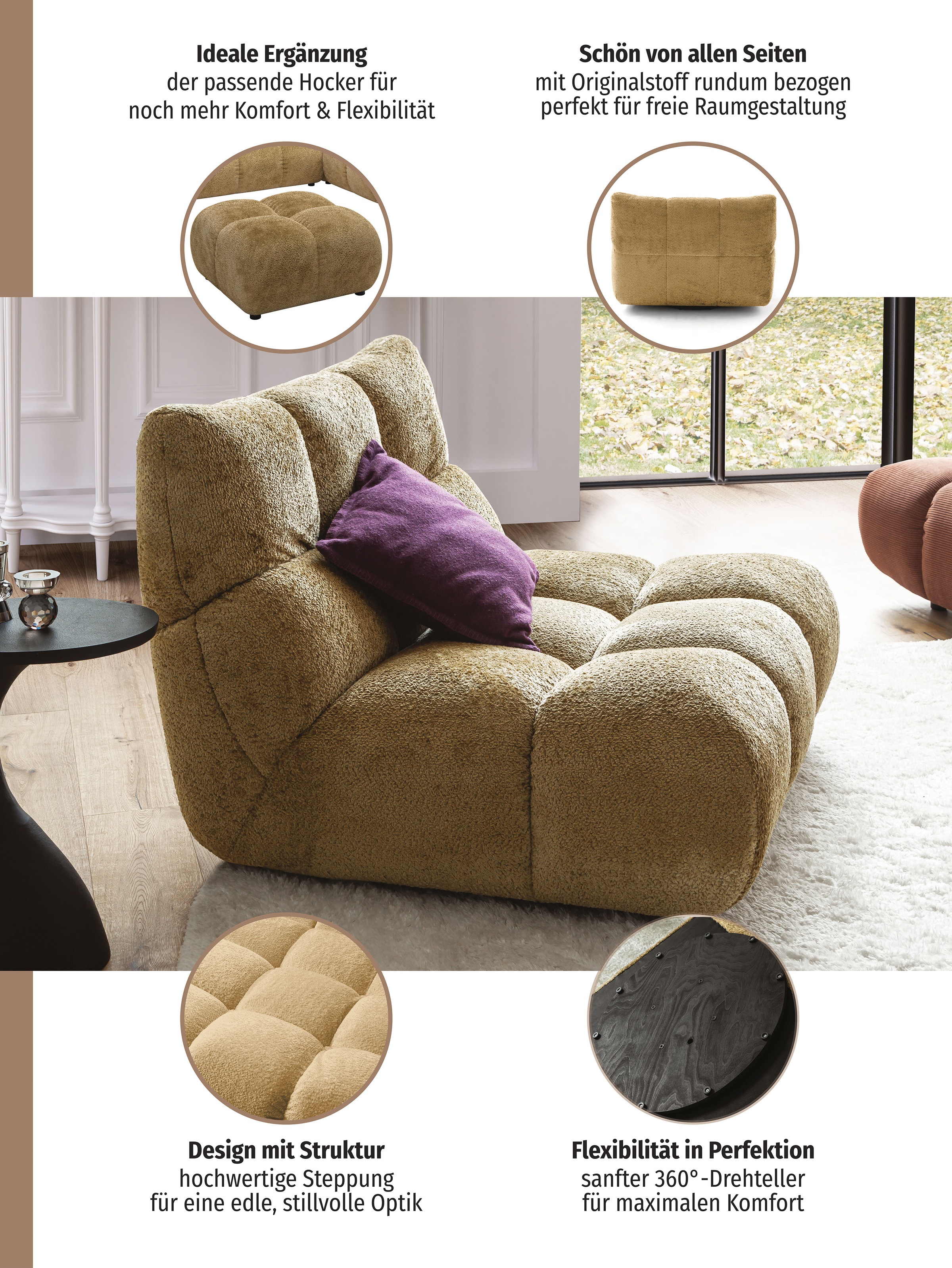Home affaire 1,5-Sitzer "Cozy Bubble, 360 drehbarer Sessel, Breite 107cm" m günstig online kaufen
