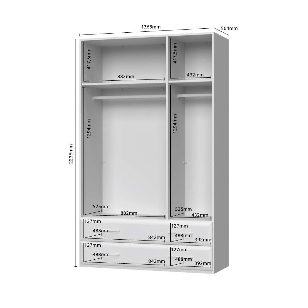 Home affaire Kleiderschrank »Gala, beige hochglänzend UV lackiert, kratzfest, FSC-zertifiziert«, (abgerundete Schubladen aus MDF im Holzdekor, soft-close), hoher Schrank (224cm), in den Breiten 92 und 137cm, Made in Europe