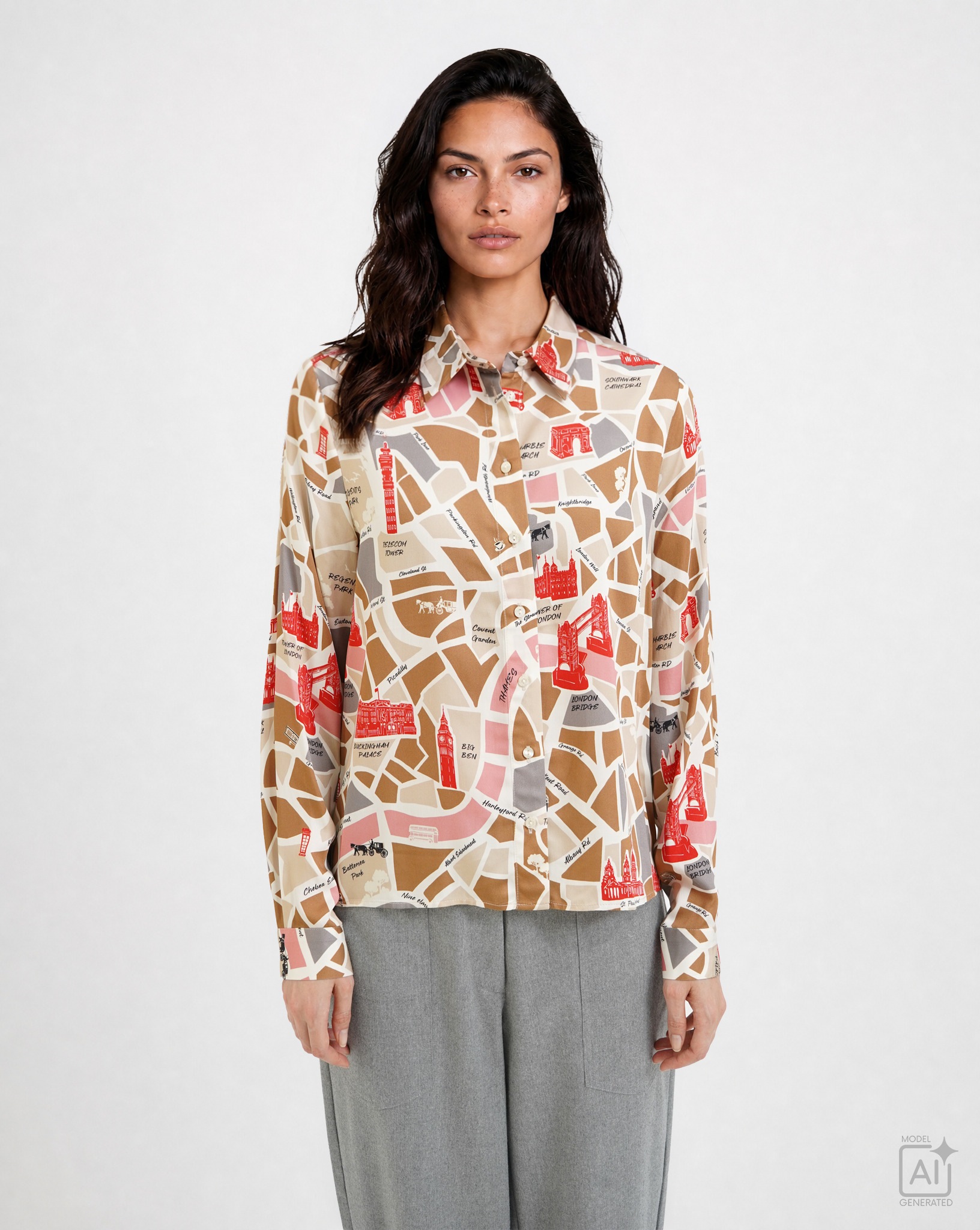Milano Italy Langarmbluse mit All Over Print