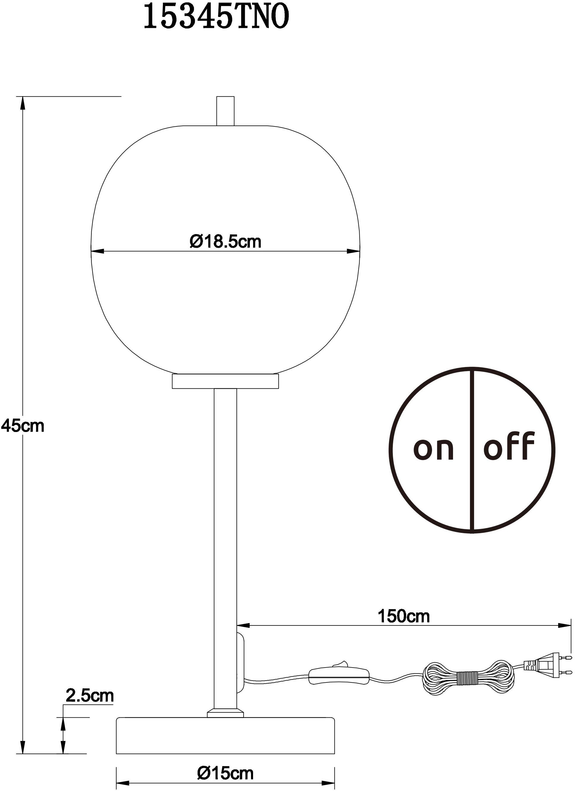 GLOBO LIGHTING Tischleuchte »BLACKY I« E14 1 Stk. Tischlampe Glas opal DM 18,5cm Schlafzimmer Flur
