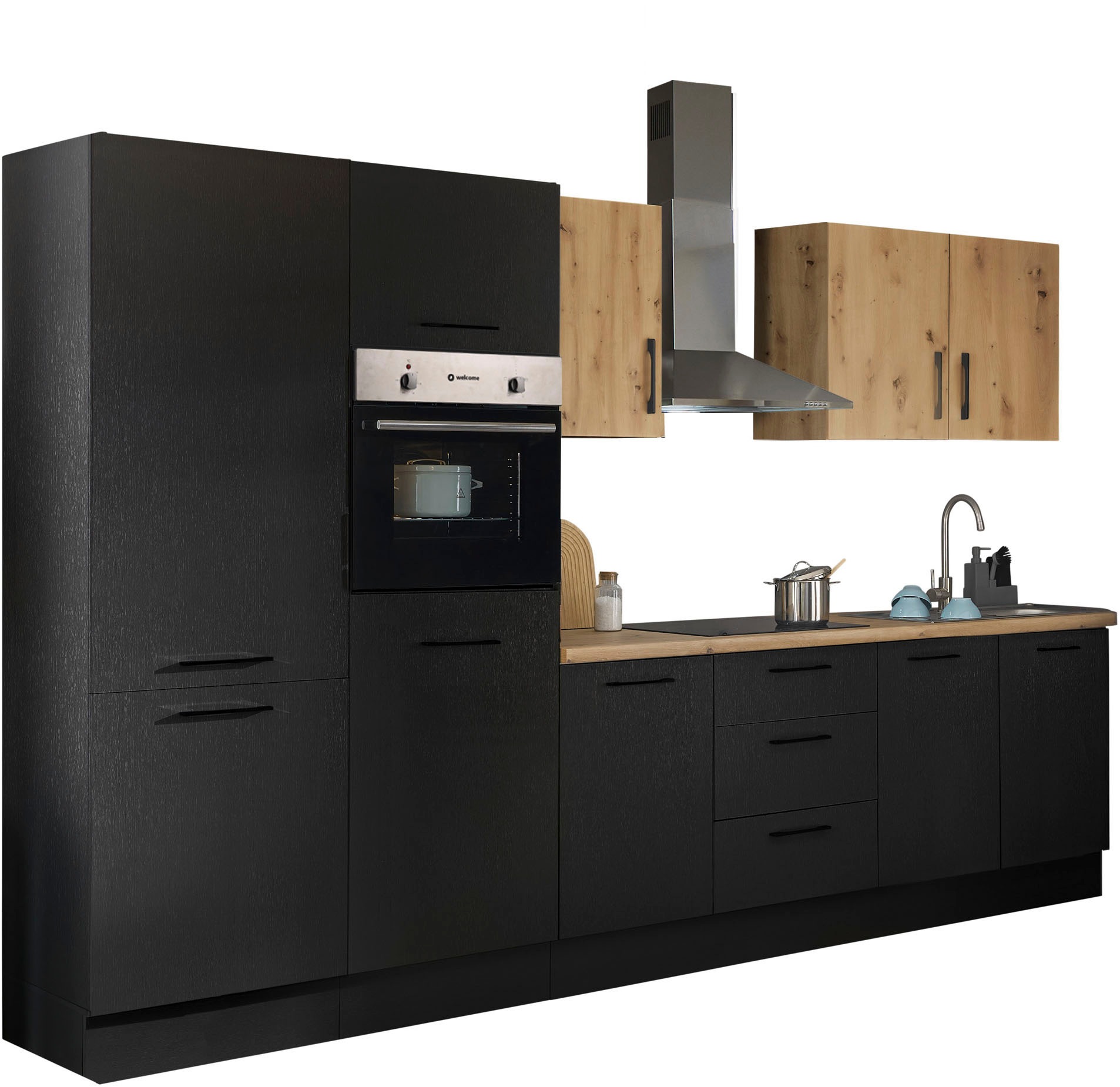 BASIC by Balculina Küchenzeile »Turin«, Breite 330 cm, wahlweise mit E-Geräten