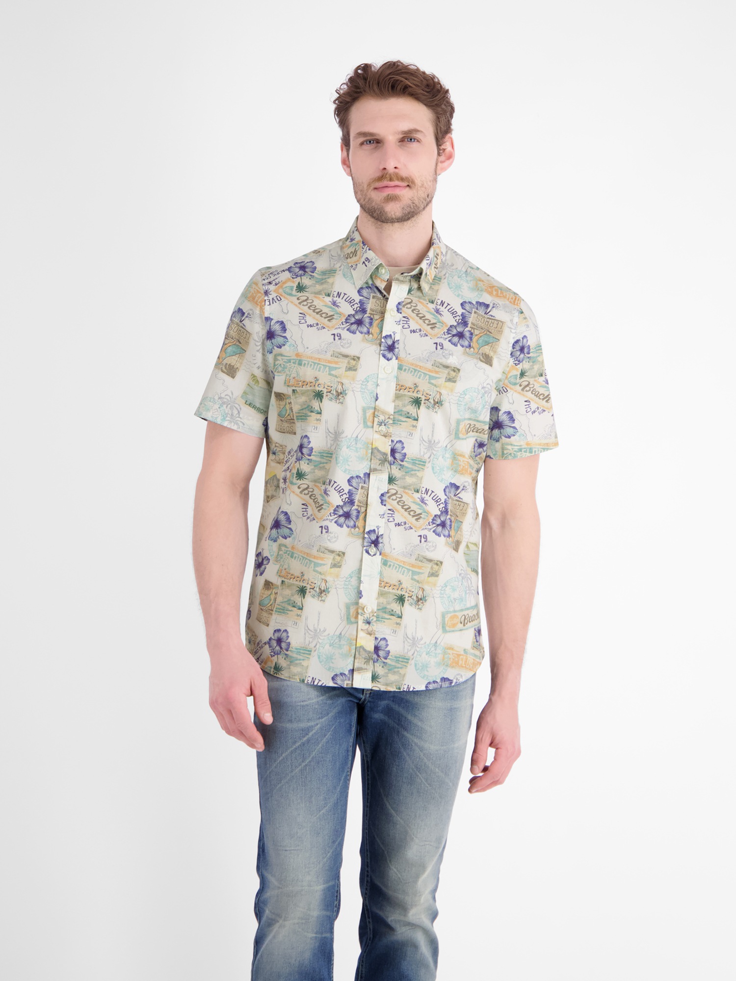 LERROS Kurzarmhemd »Sommerliches Kurzarmhemd mit All-over-Print im Hawaii-Look«