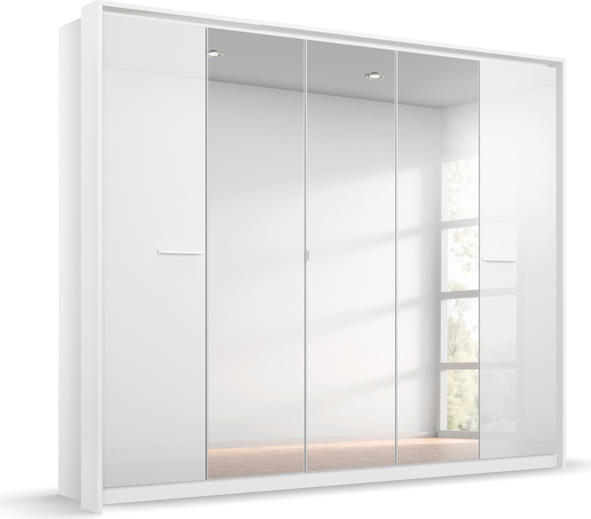 OTTO home Kleiderschrank "Mehrzweckschrank Aktenschrank Möbel Mietswohnung Schlafzimmer OTELI" erhältlich in Breiten 230/275 cm inkl. Innenschubladen und extra Böden, inkl. Passepartout optional mit Beleuchtung MADE IN GERMANY