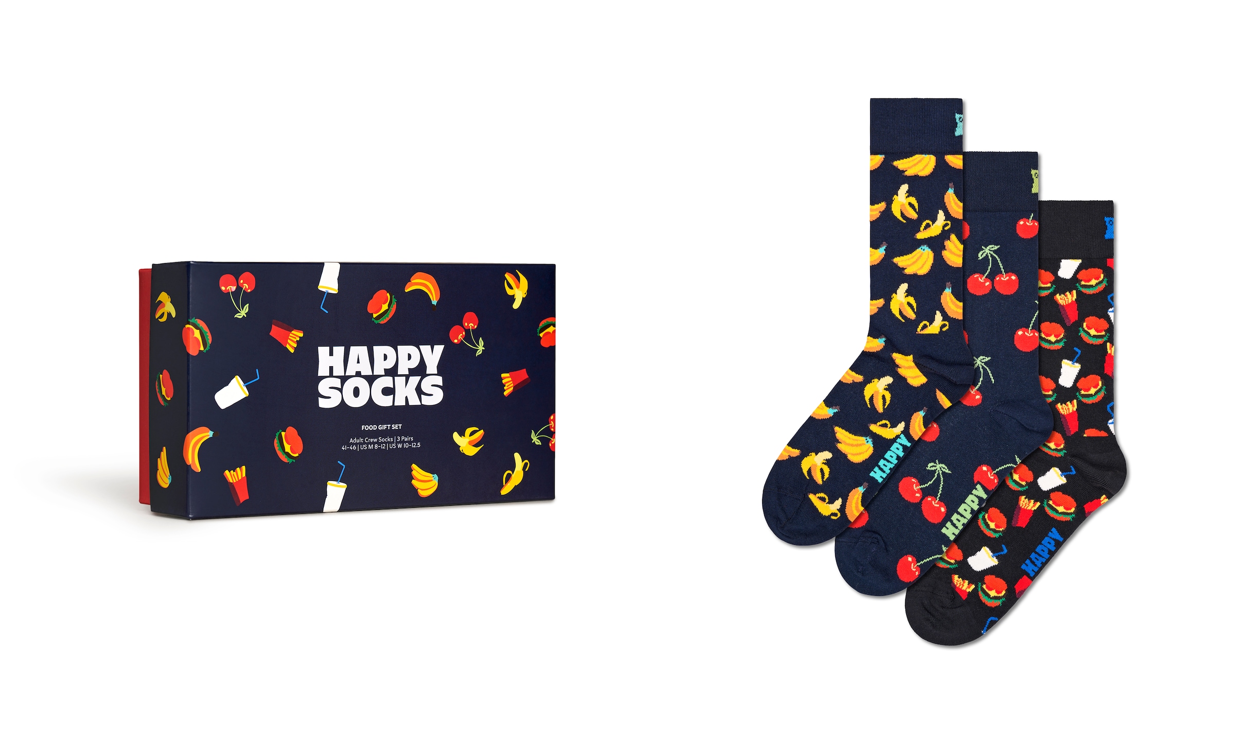 Happy Socks Socken, (Box, 3 Paar), Food Gift Set