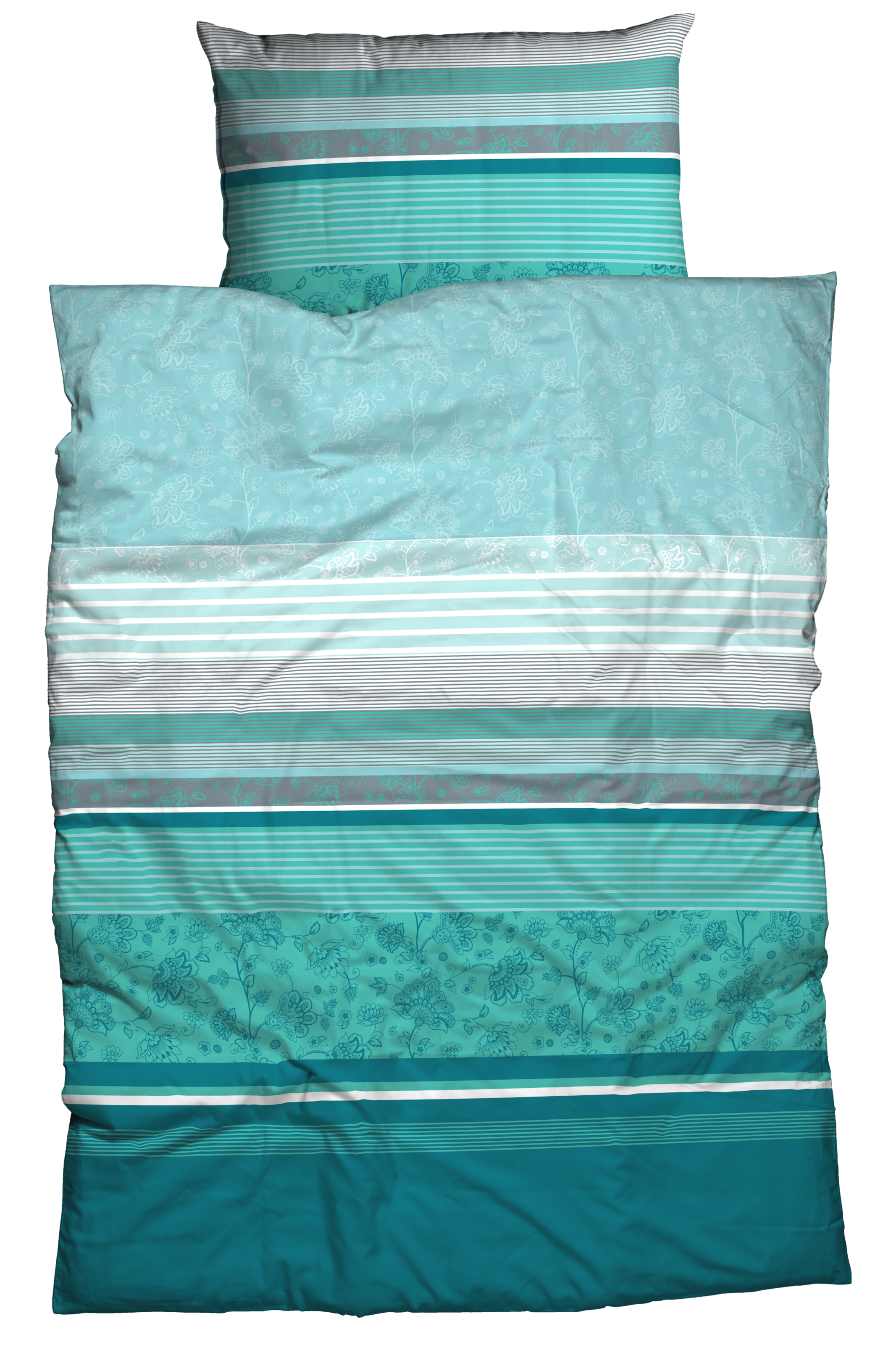 CASATEX Bettwäsche "Teri" 2 Stk. zarte Blüten und Streifen, frische, elegante Farben