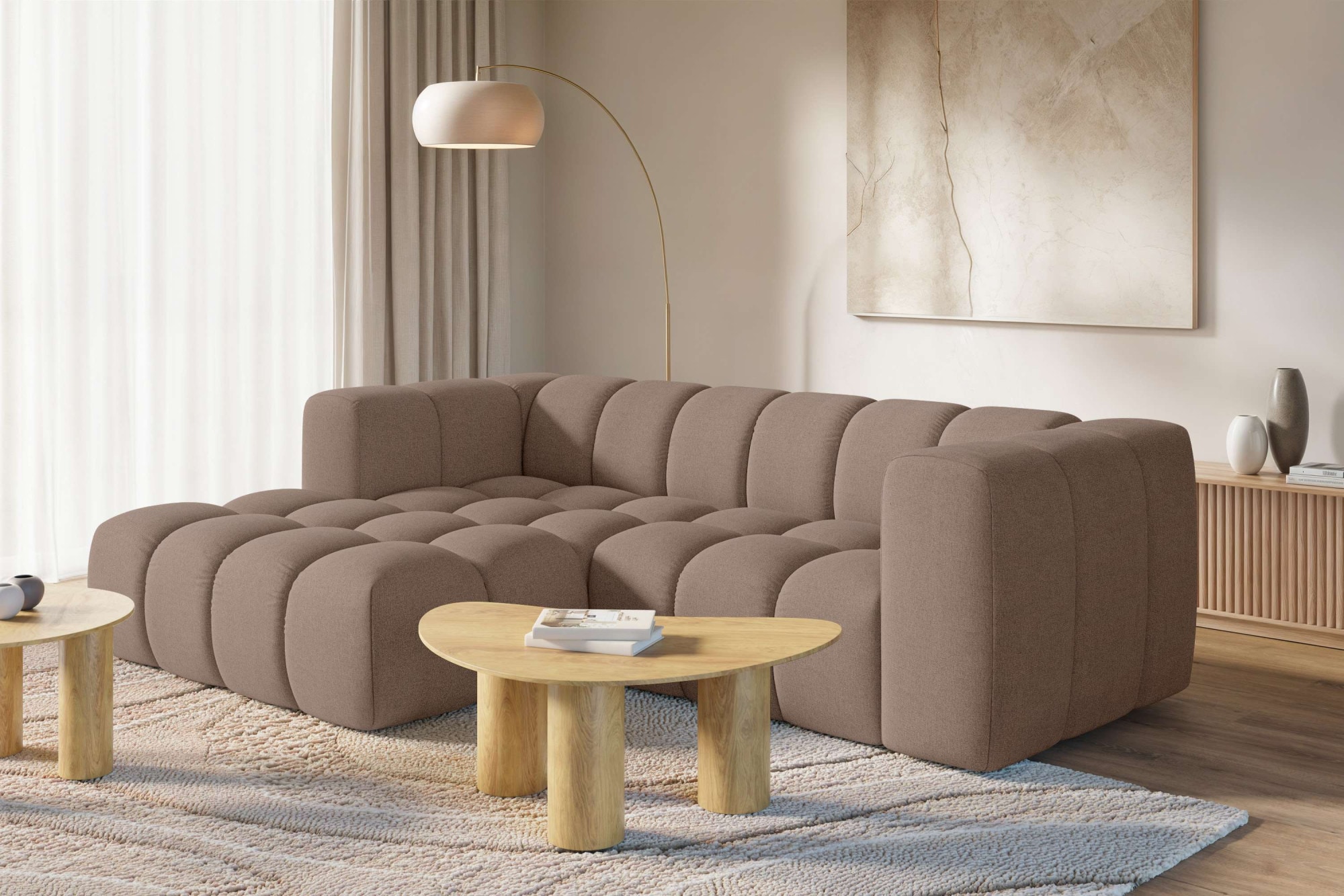 homsy by Ana Johnson Ecksofa ""L" BOUBELLE L-Form, Design-Sofa, Bubble-Optik, Breite 247 cm" hoher Sitzkomfort dank Wellenunterfederung, L Sitztiefe 63 cm