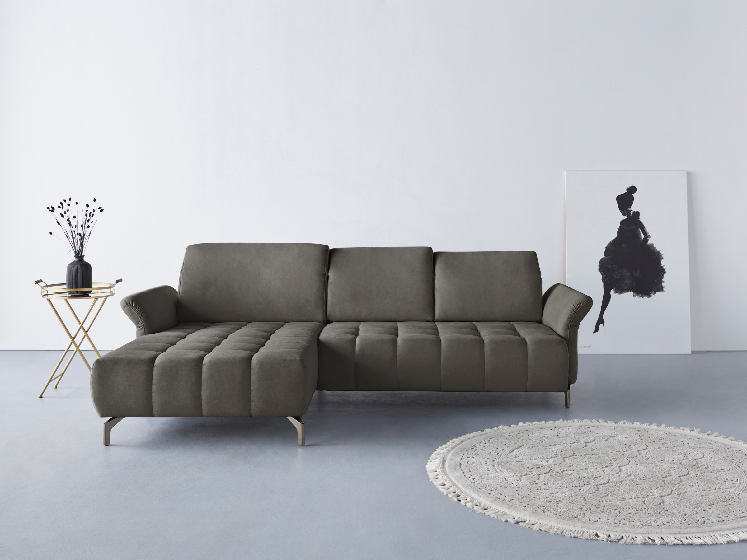 OTTO home Ecksofa "Fresh L-Form" Federkern, wahlweise Kopfteilverstellung und motorischer Vorziehsitz