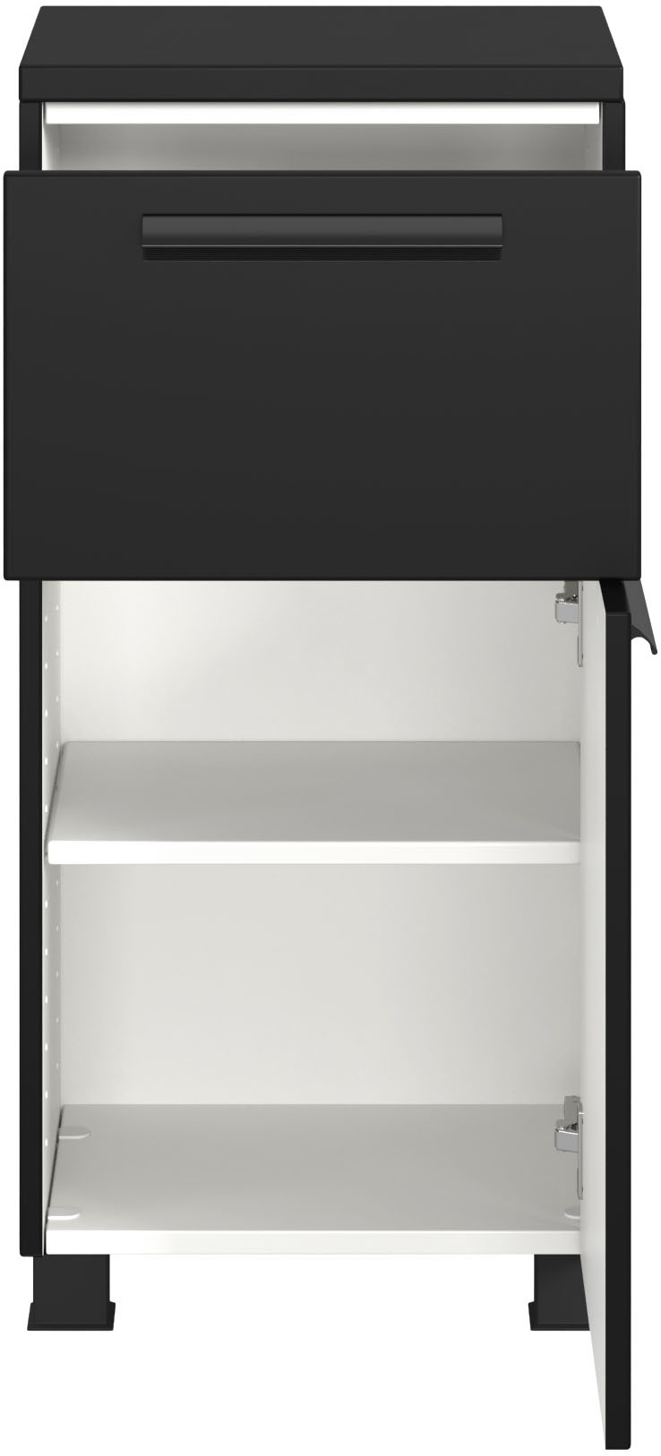 welltime Unterschrank »SALVADA, Unterschrank 40 cm, gedämpfte Scharniere, Softclose« Schwarz, Front und Korpus aus hochwertigen MDF, Anti-Finger-Print