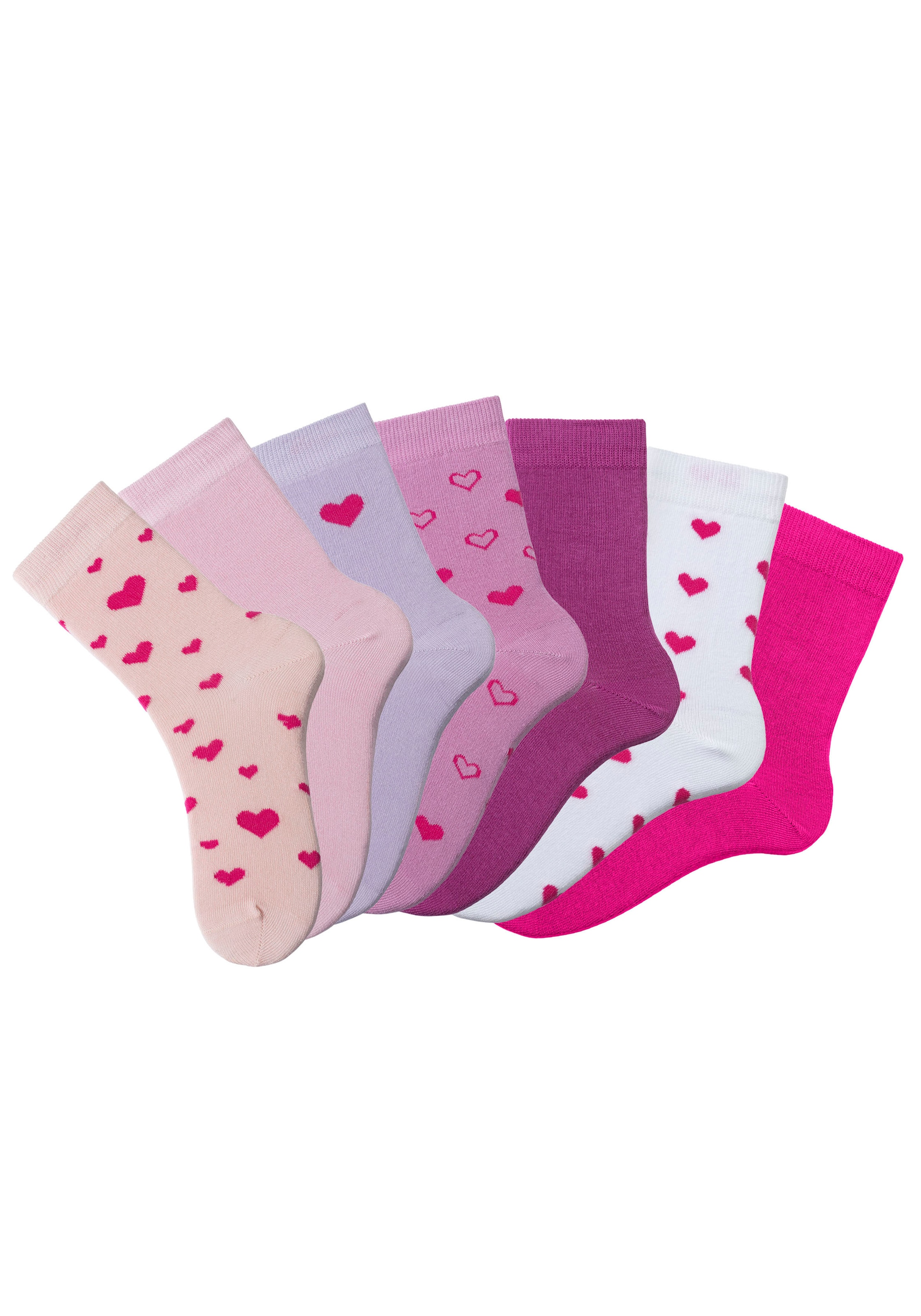 LASCANA Basicsocken, (Box, 7 Paar), in Geschenkbox für den Valentinstag