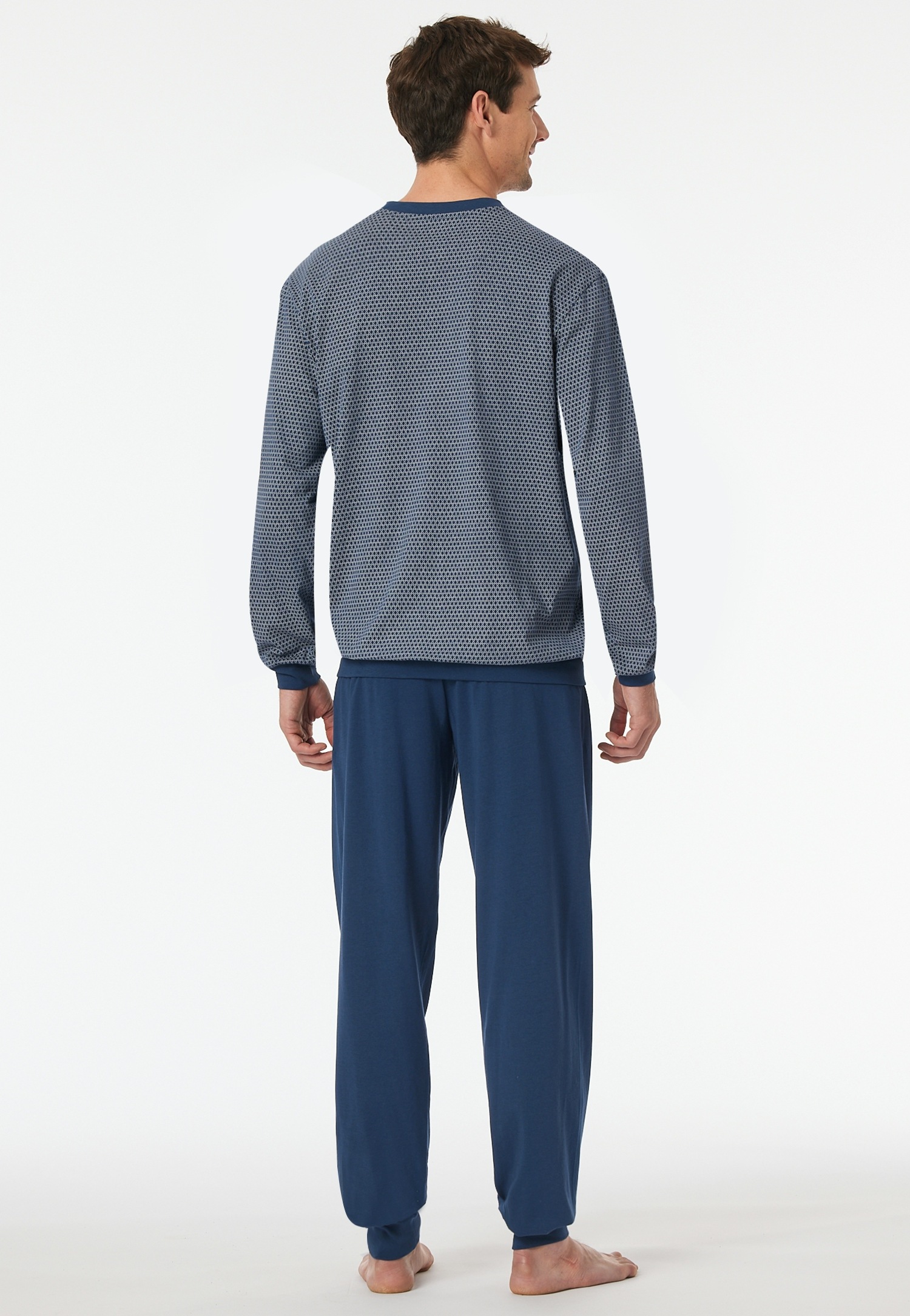 Thumbnail - Schiesser Pyjama "Comfort Essentials" 2 tlg. V-Ausschnitt, Brusttasche, Baumwolle, Langarm