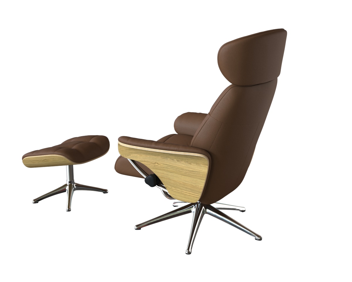 FLEXLUX Relaxsessel »Skagen Funktionsessel, Polstersessel, Armlehne, TV-Fernsehsessel,«, Rücken- und Kopfteilverstellung, Fuß Alu, Armlehne Eiche, Drehbar