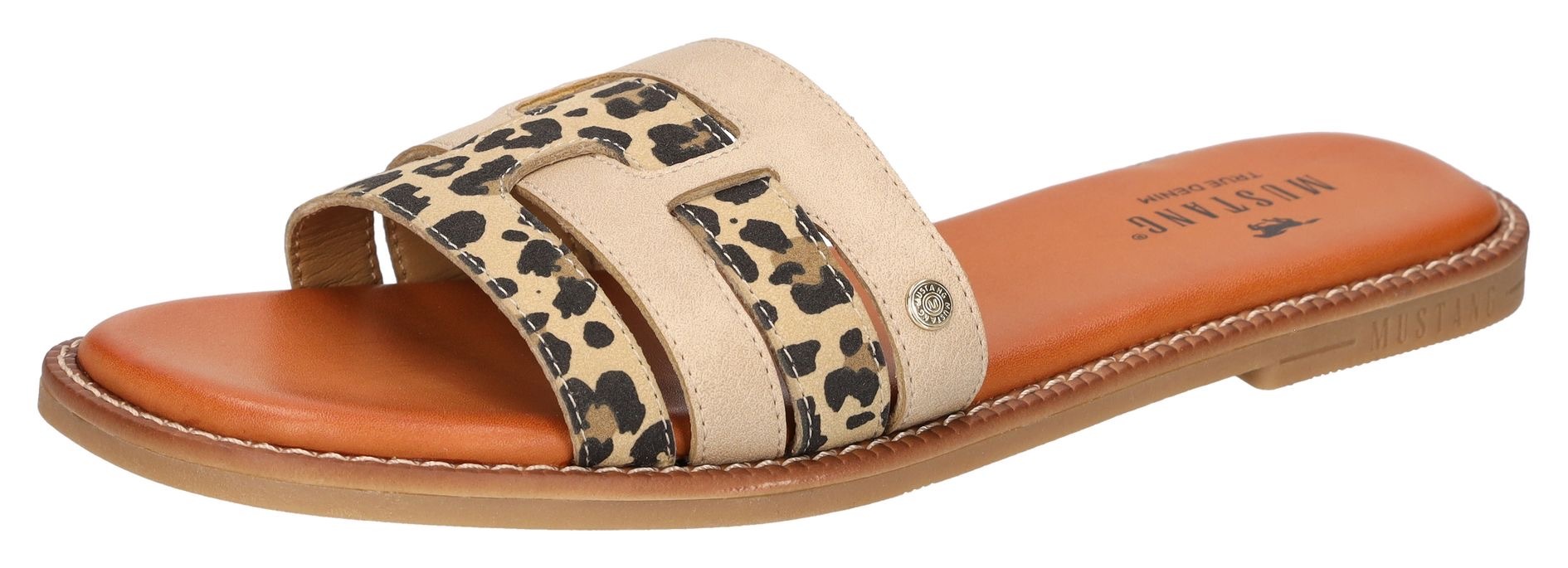 Mustang Shoes Pantolette, Flats, Sandale, Slides mit Leo-Einsätzen günstig online kaufen