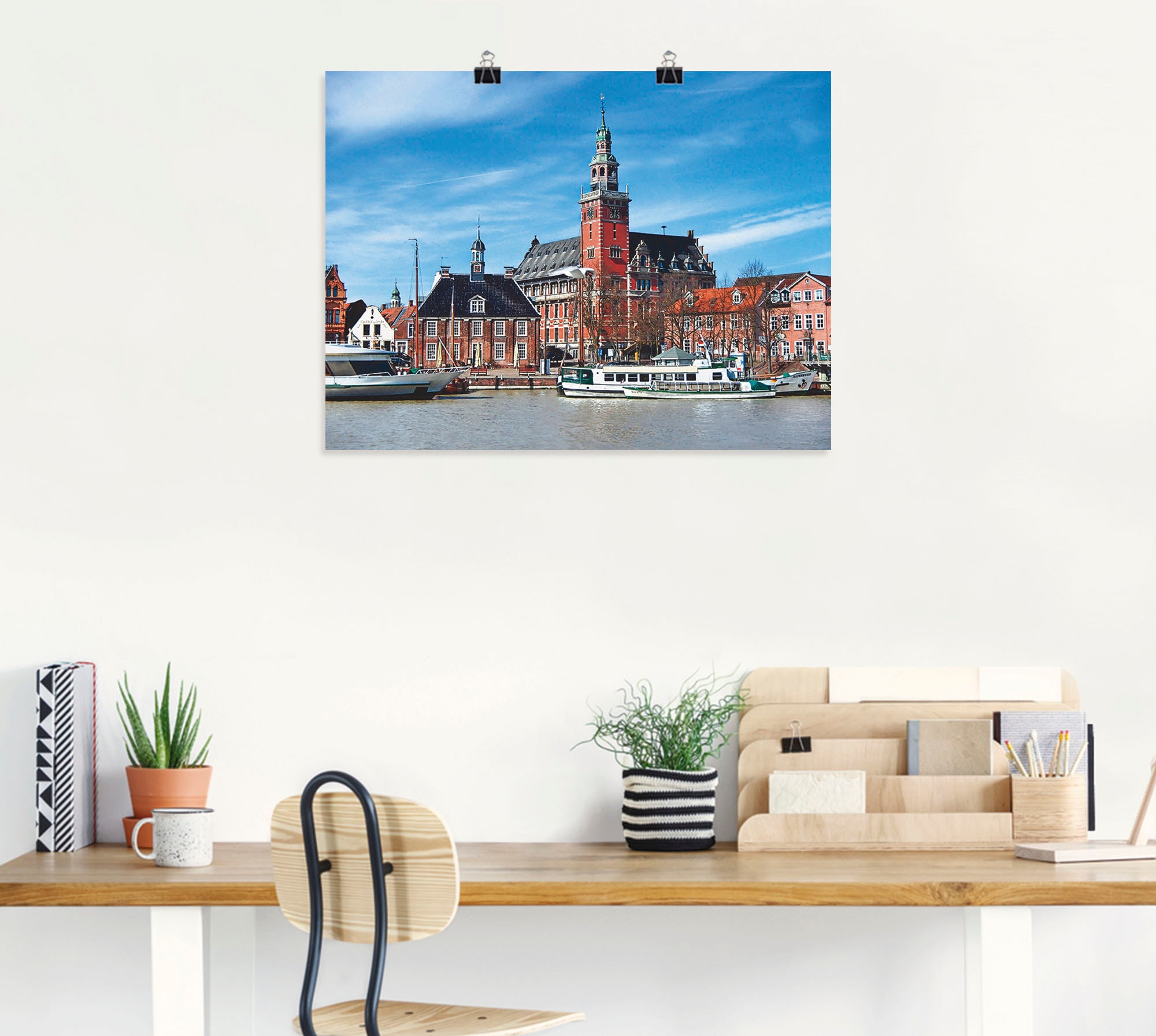 Artland Poster »Leer Ostfriesland Stadtansicht«, Deutschland, (1 St.), als Leinwandbild, Wandaufkleber oder Poster in versch. Größen