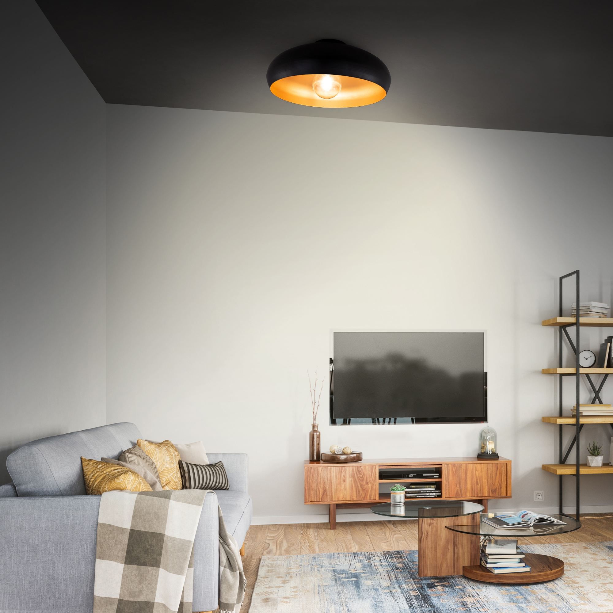 B.K.Licht Deckenleuchte, 1 flammig-flammig, LED BAUR Schlafzimmer schwarz-gold Flur | Wohnzimmer E27 Deckenlampe Retro