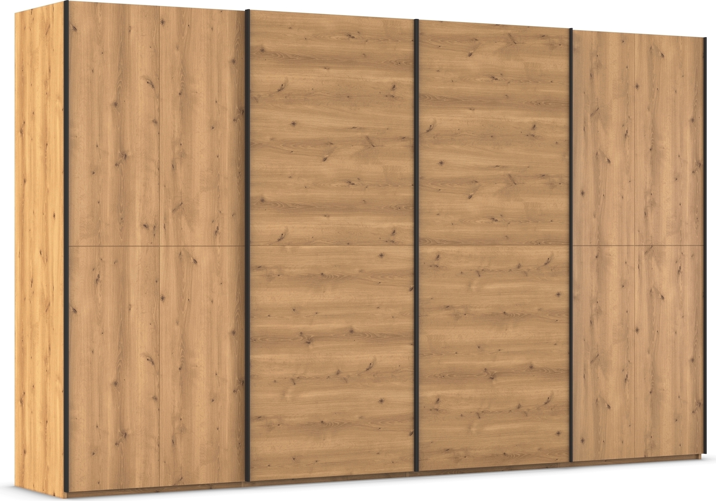 rauch Schwebetürenschrank "Kleiderschrank Schrank Garderobe Schlafzimmerschrank SCALE-WOOD" senkrecht geteilte Türen in robuster massiver Asteiche MADE IN GERMANY