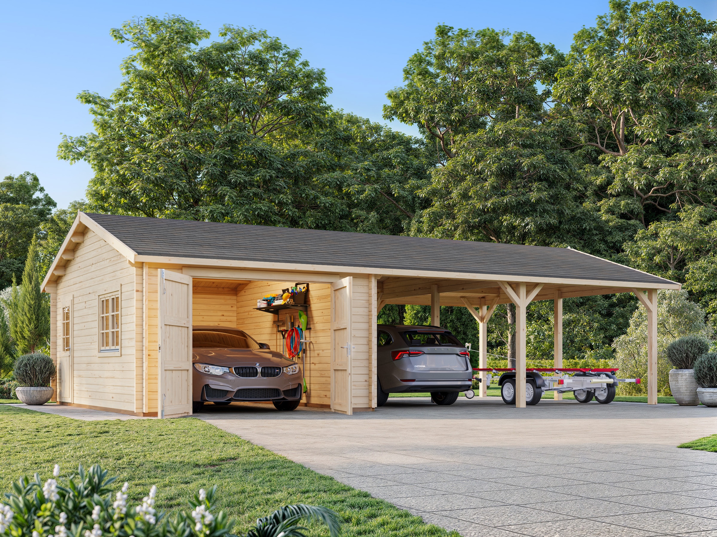 Palmako Garage »Roger, mit Holztor« BxTxH: 1006x619x316 cm