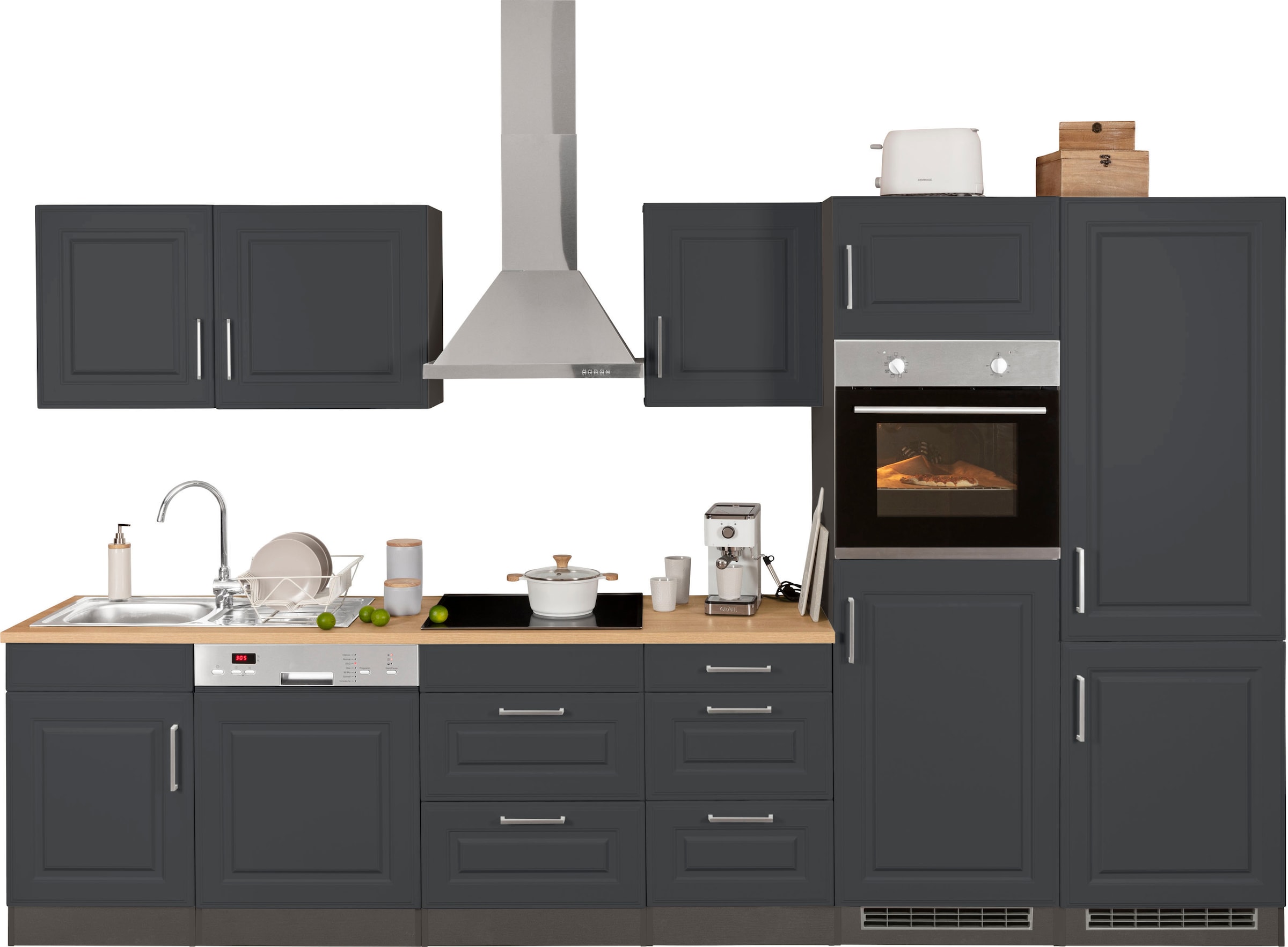 HELD MÖBEL Küchenzeile "Stockholm", Breite 340 cm, mit hochwertigen MDF Fro günstig online kaufen