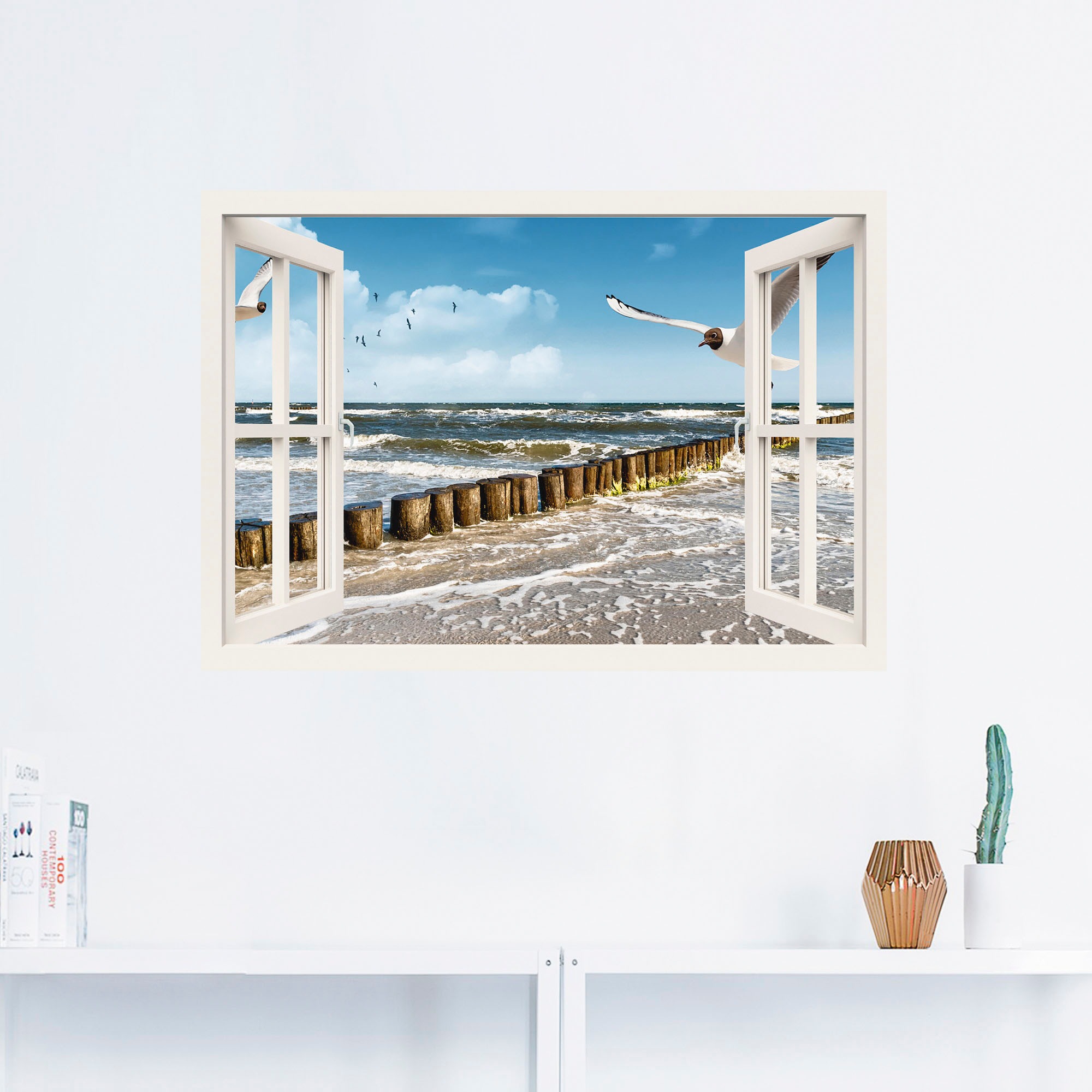 Artland Wandbild "Fensterblick - Ostsee", Fensterblick, (1 St.), als Leinwa günstig online kaufen