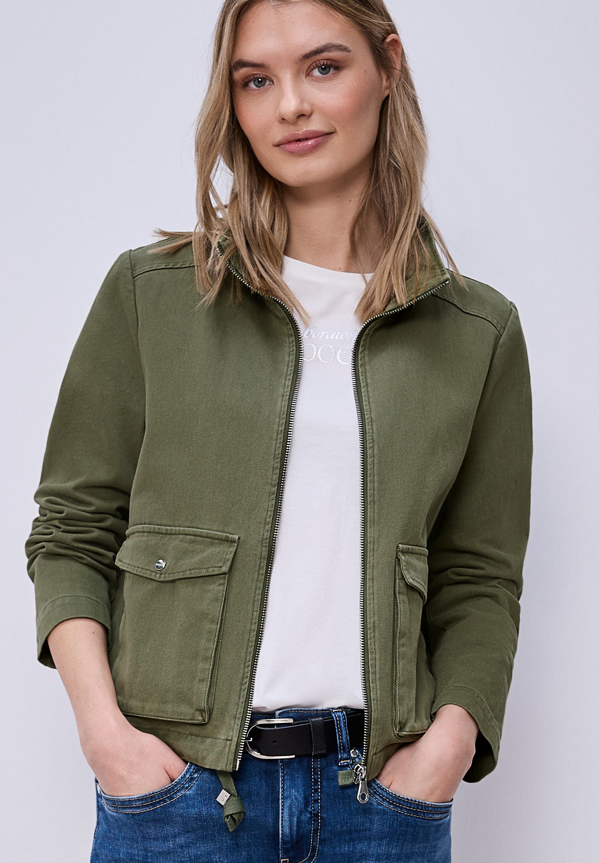 STREET ONE Kurzjacke ohne Kapuze aus reiner Baumwolle