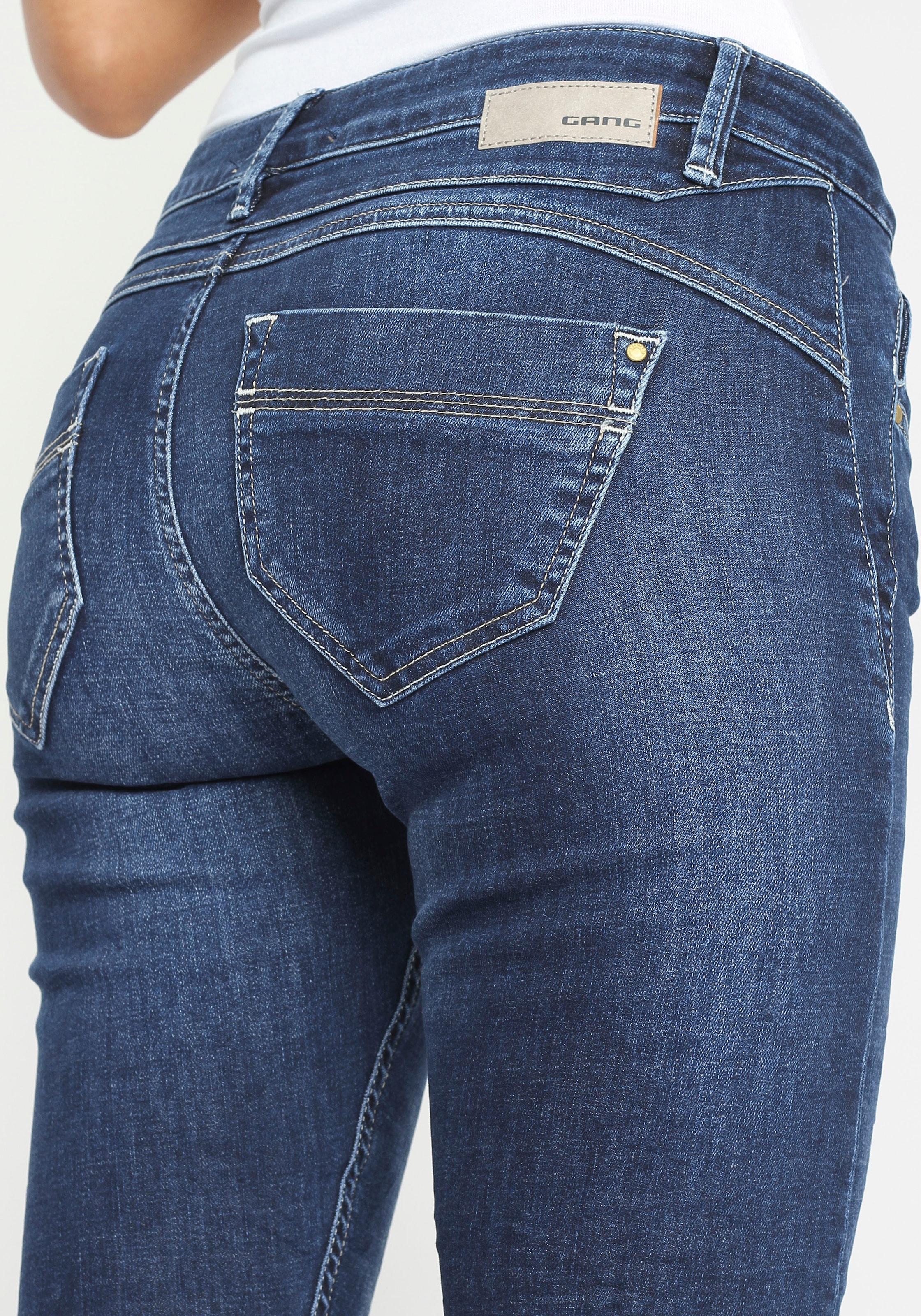 GANG tolle Dreieckseinsätzen und e. mit »94NELE«, Skinny-fit-Jeans Rundpasse f. seitlichen BAUR Silhouette für kaufen |