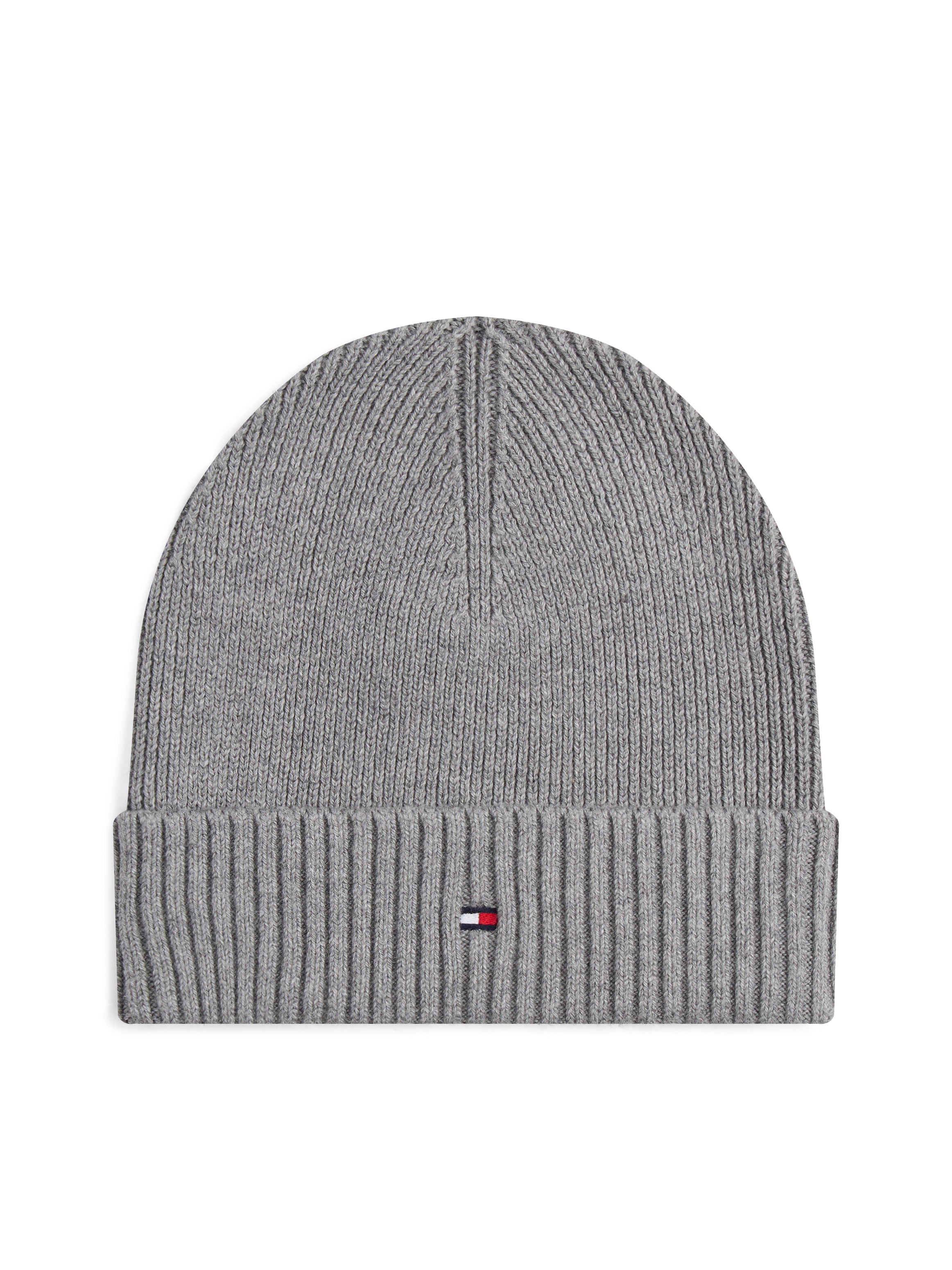 Tommy Hilfiger Strickmütze »TH FLAG PIMA COTTON BEANIE« Beanie mit Logostickerei, mit Kaschmiranteil Unisex
