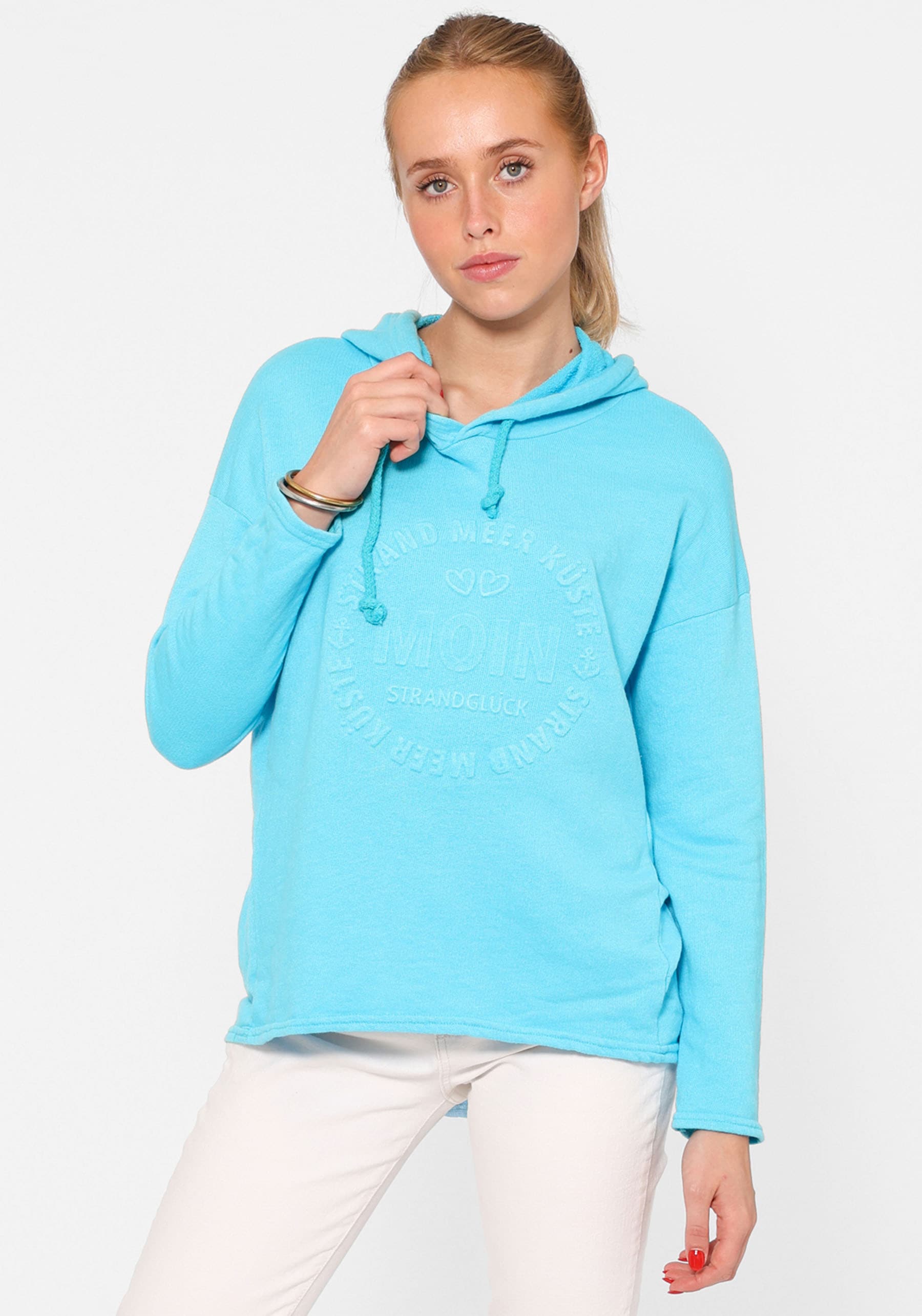 Zwillingsherz Hoodie "Hoodie Stempeldruck "Moin"", Sweatshirt im Used-Look mit Kapuze und Stempeldruck