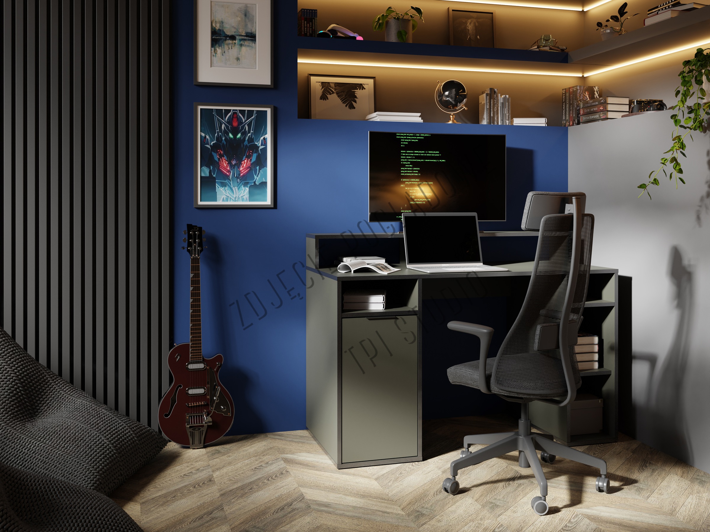 Thumbnail - Home affaire Schreibtisch "Orem" Gamingtisch mit Tür und Monitoraufsatz, Breite 125 x 55 cm